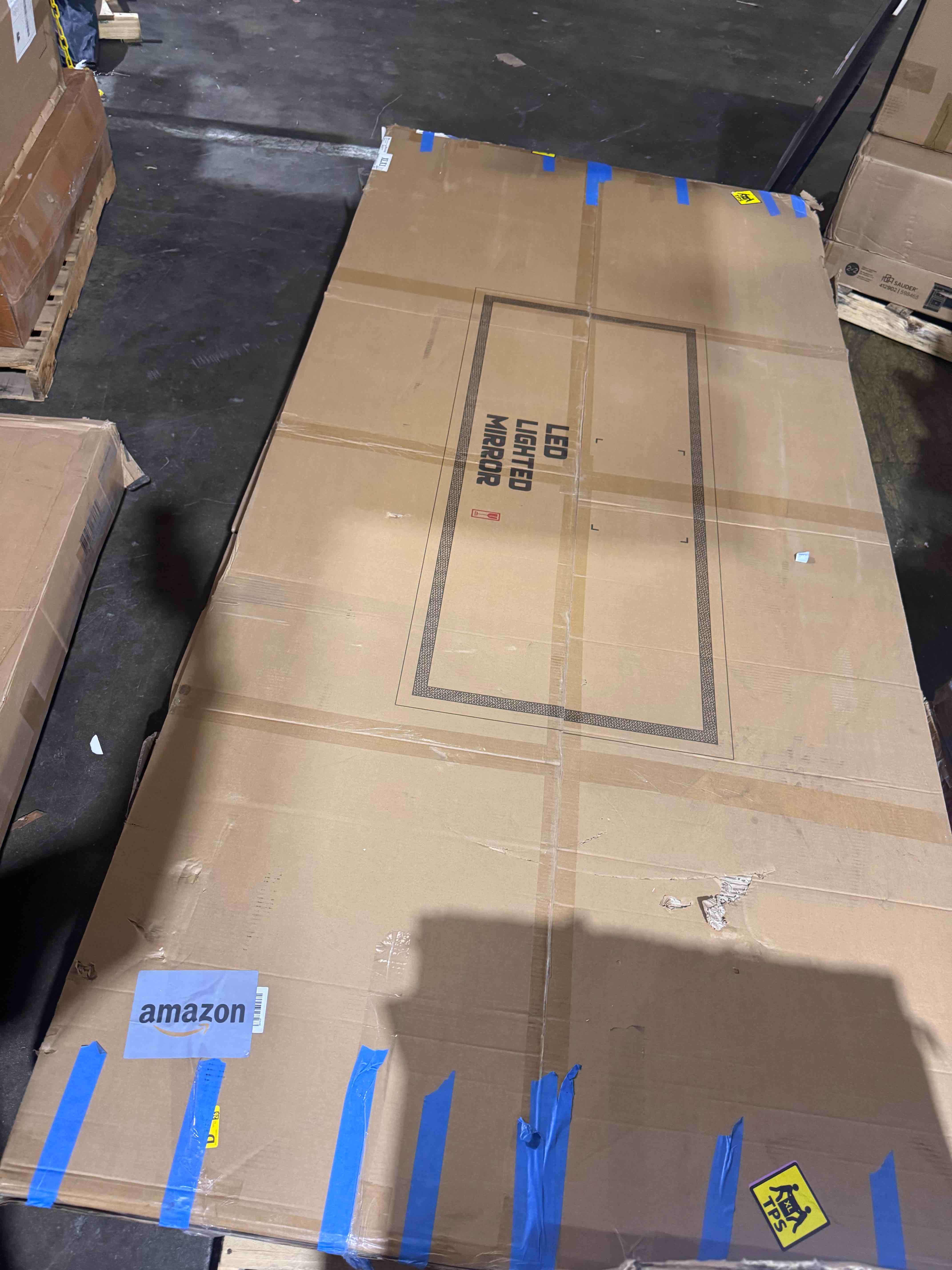 Condition photo showing New/Like New for 110×48 inch lighted bathroom vanity mirror, anti-fog, stepless dimmable, shatterproof, modern wall mount 