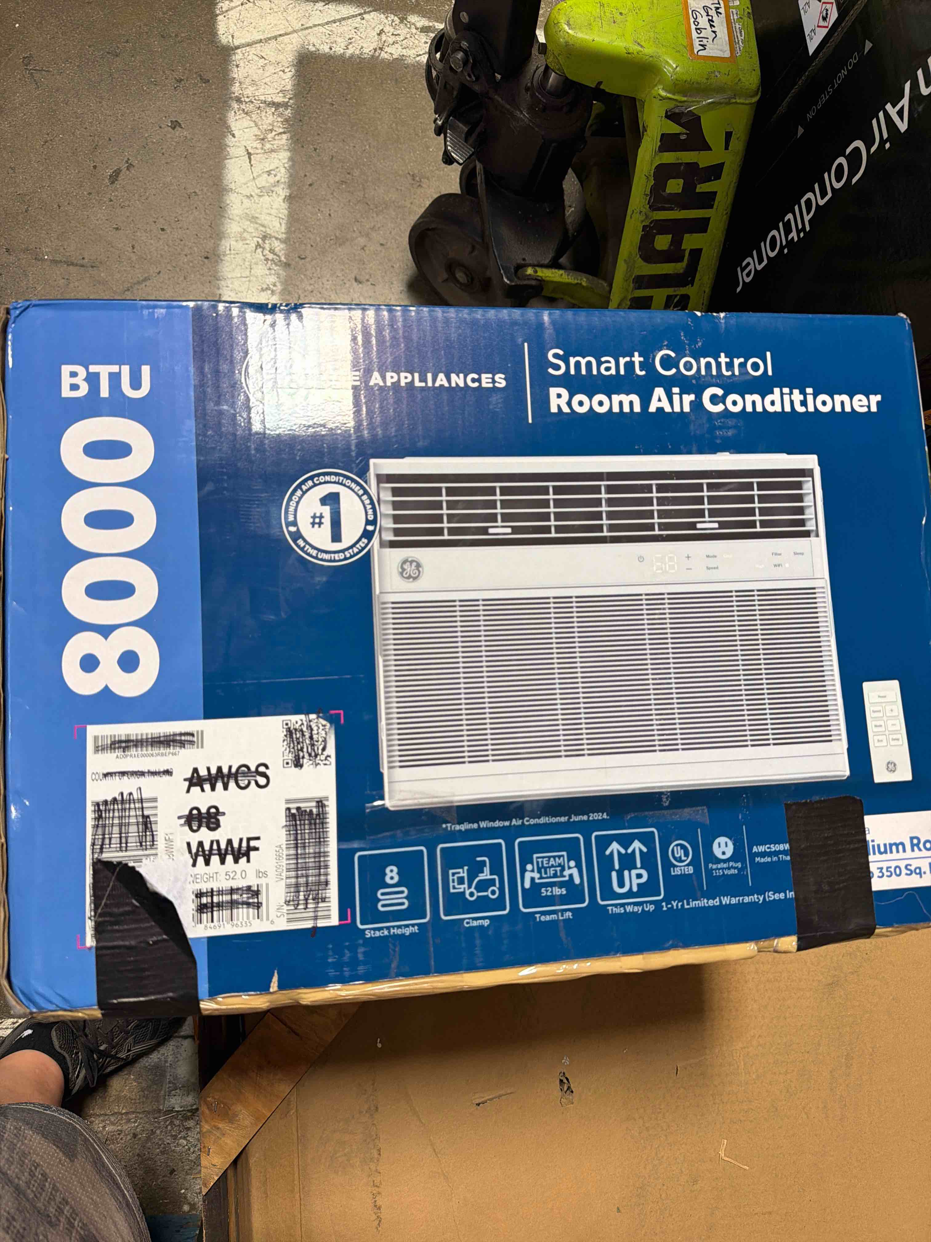 Condition photo showing New/Like New for 8000 btu 115-volt window air conditioner cools up to 350 sq. ft. with remote in white easy install, voice control, wi-fi
