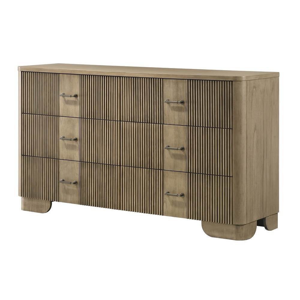 Condition photo showing New/Like New for sierra 65inch white oak solid wood 6-drawer dresser with matching mirror - 2 boxes