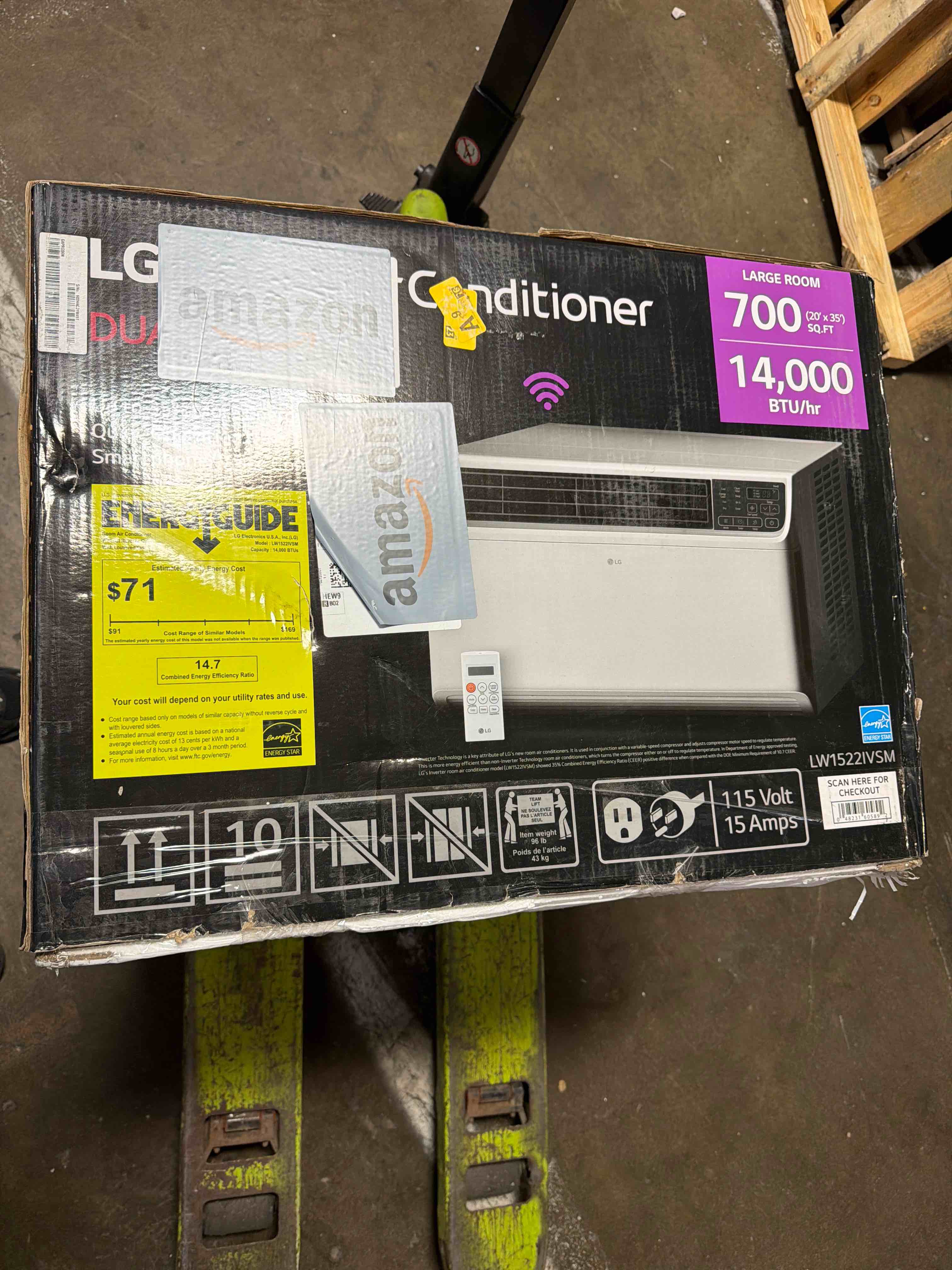 Condition photo showing New/Like New for lg - 14,000 btu smart window air conditioner 700 sq. ft. - white