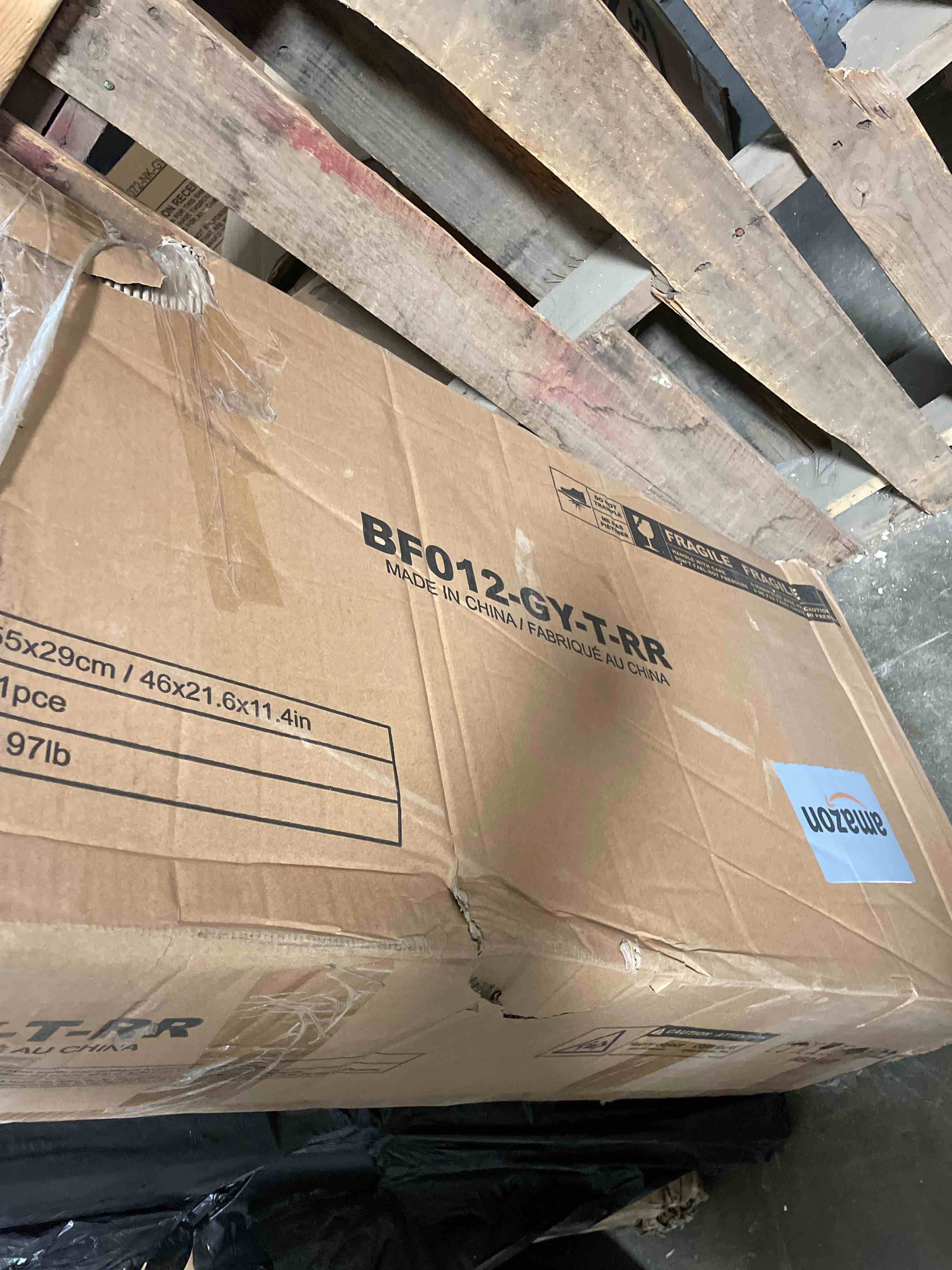 Condition photo showing Good Condition for rolanstar twin bed frame with led light and charging station, upholstered high headboard and footboard, wood slats, noise free, easy assembly, grey