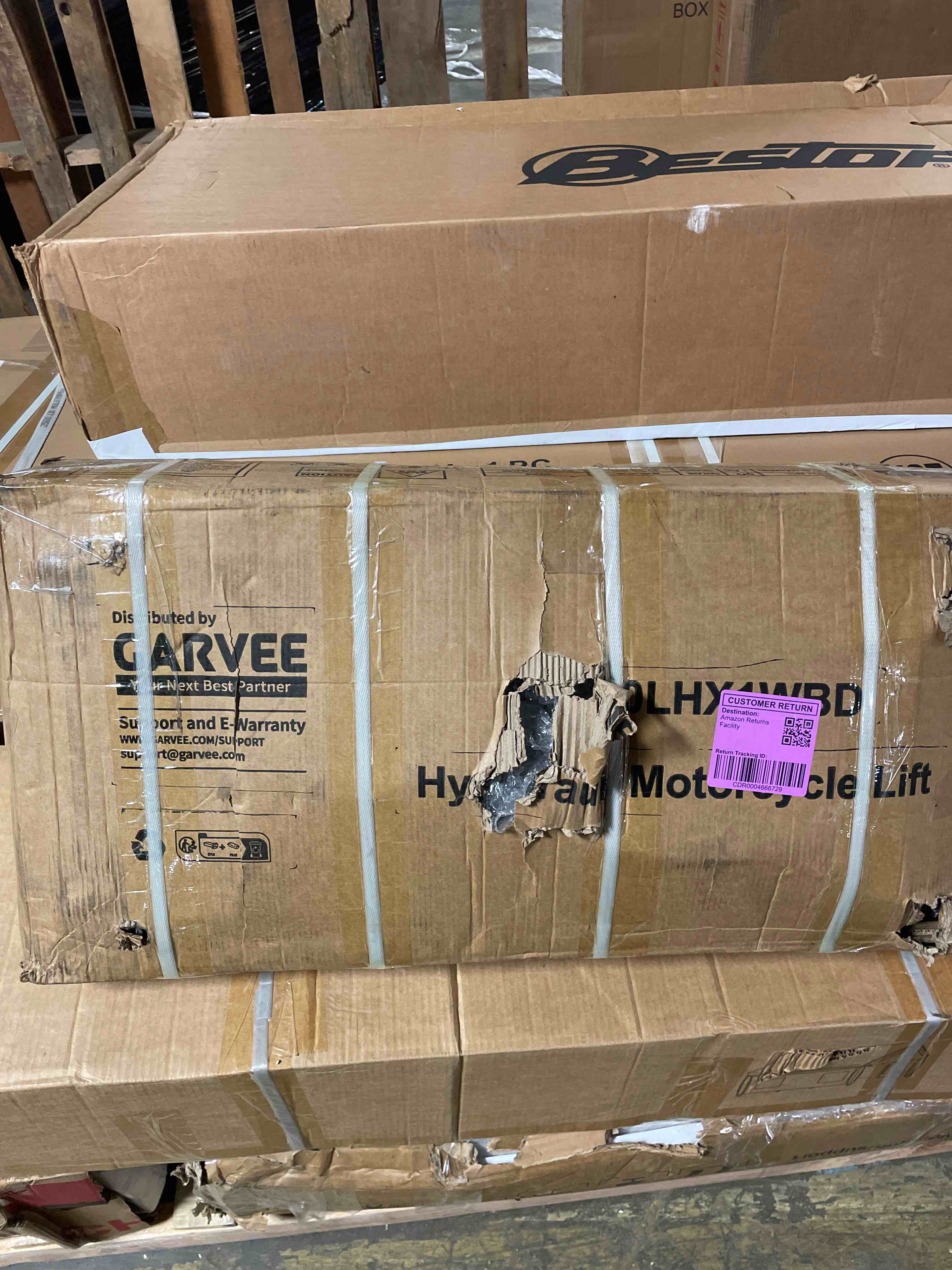 Condition photo showing New/Like New for garvee hydraulic motorcycle lift jack 350lbs, foot operated scissor lift table for atv dirt bike, heavy-duty steel stand with safety lock & wheels, 13.78"-34.25" height adjustable, motorcycle scissor