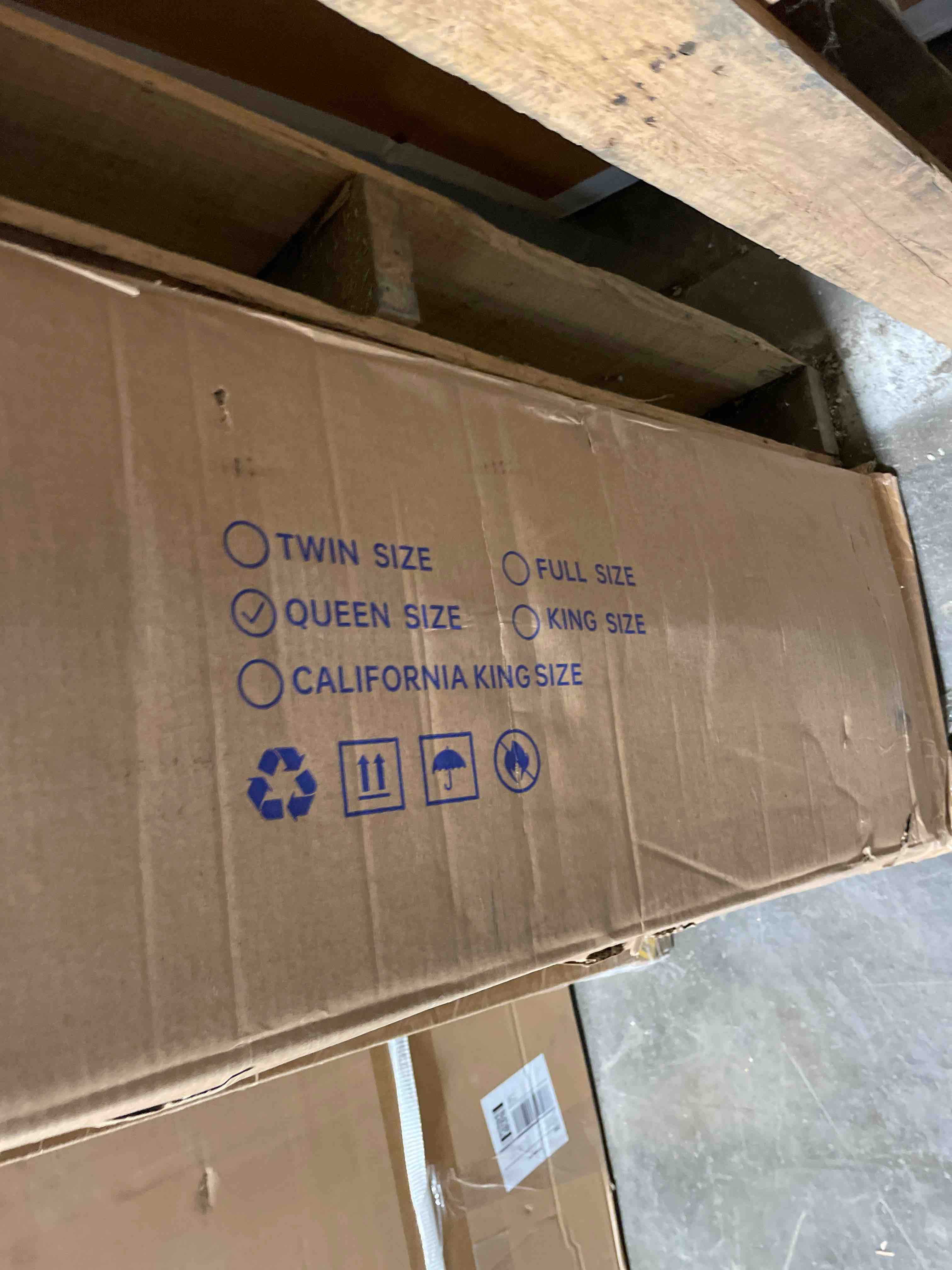 Condition photo showing New/Like New for queen size mattresses, 16 inch hybrid queen mattress in a box, cooling gel memory foam mattresses with individual pocket springs, pressure relief, medium firm feel, extra edge support, certipur-us