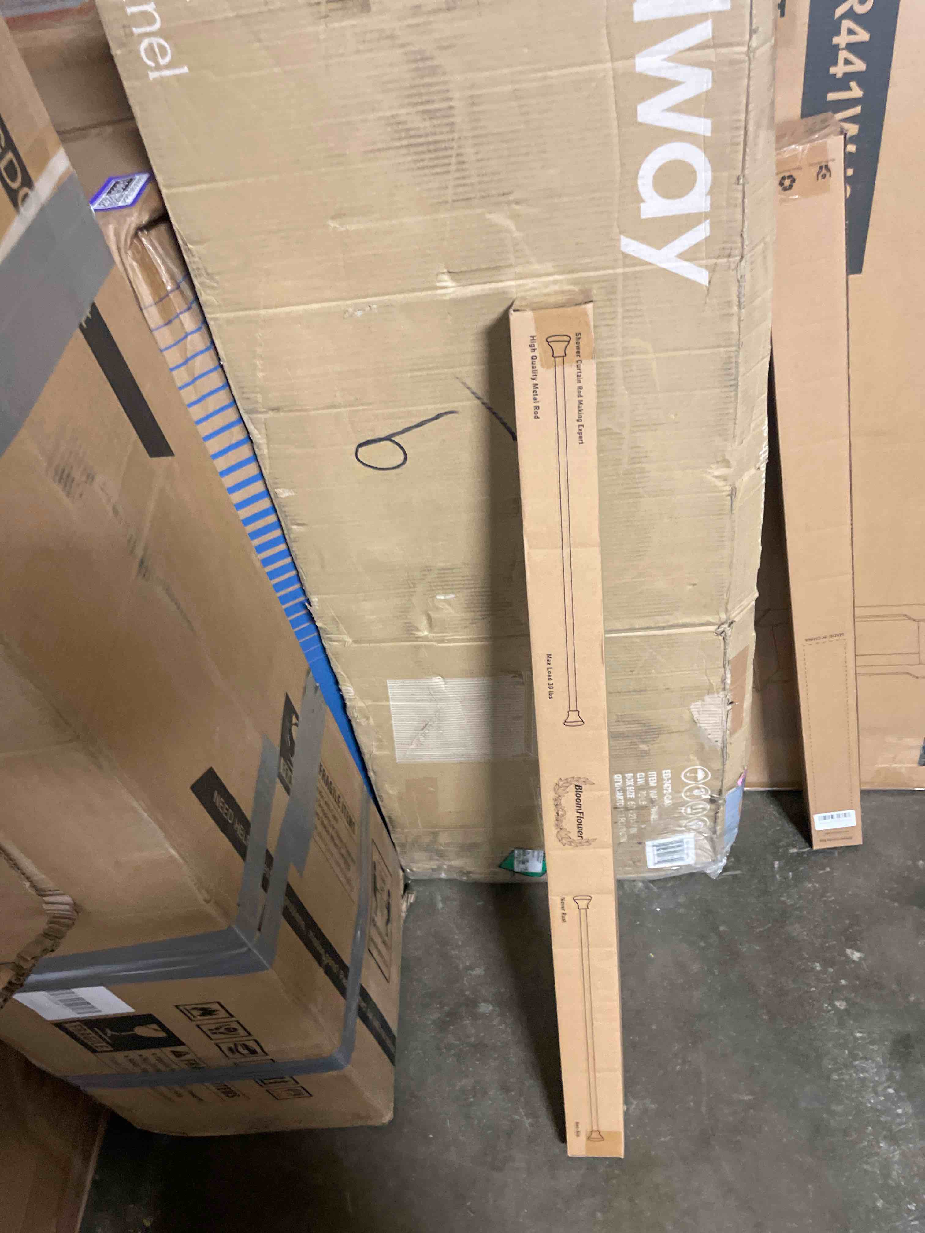 Condition photo showing New/Like New for black shower rod with 12 hooks, 43-72 inches, rust resistance, adjustable tension rod with durable spring, no drilling - use for bathroom, bedroom, home, matte black black with hooks