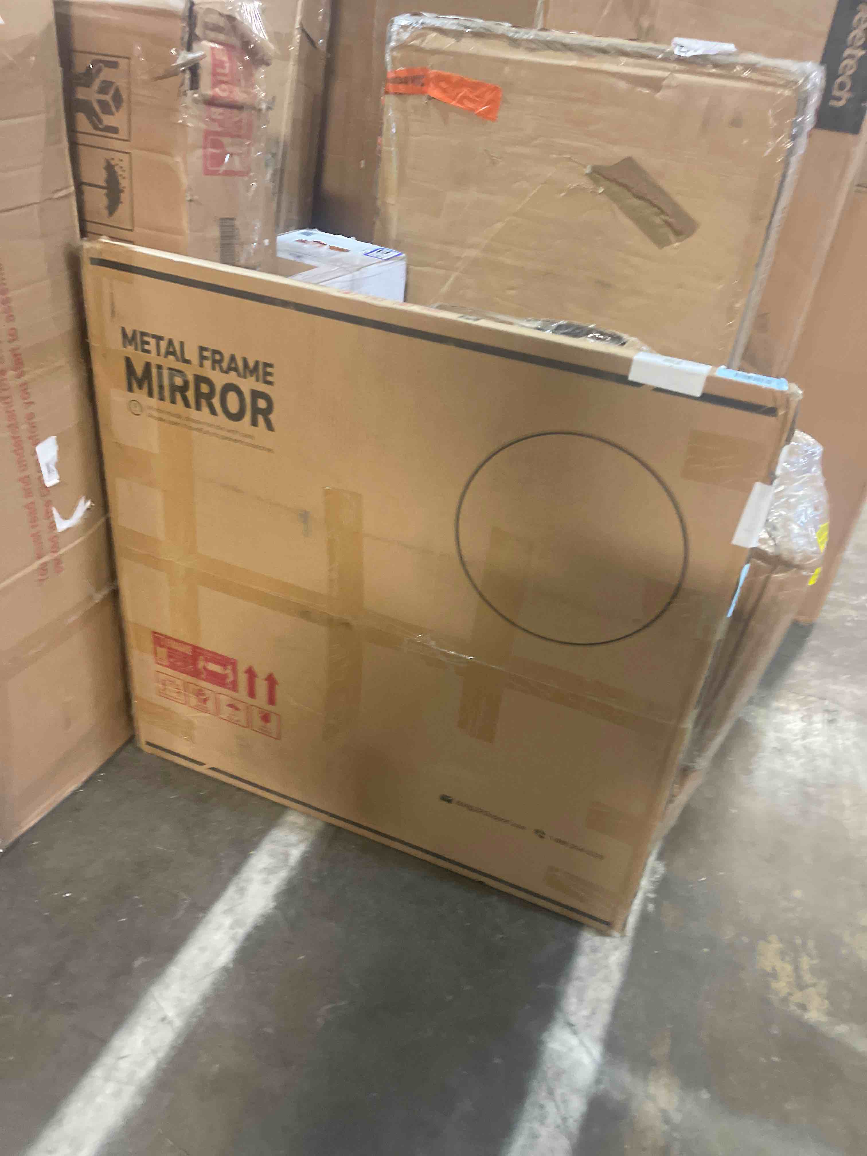 Condition photo showing New/Like New for black round mirror 18 inch deep frame circle mirror, metal framed bathroom mirror, round vanity mirror, circle mirrors for wall entryway bedroom living room hallway