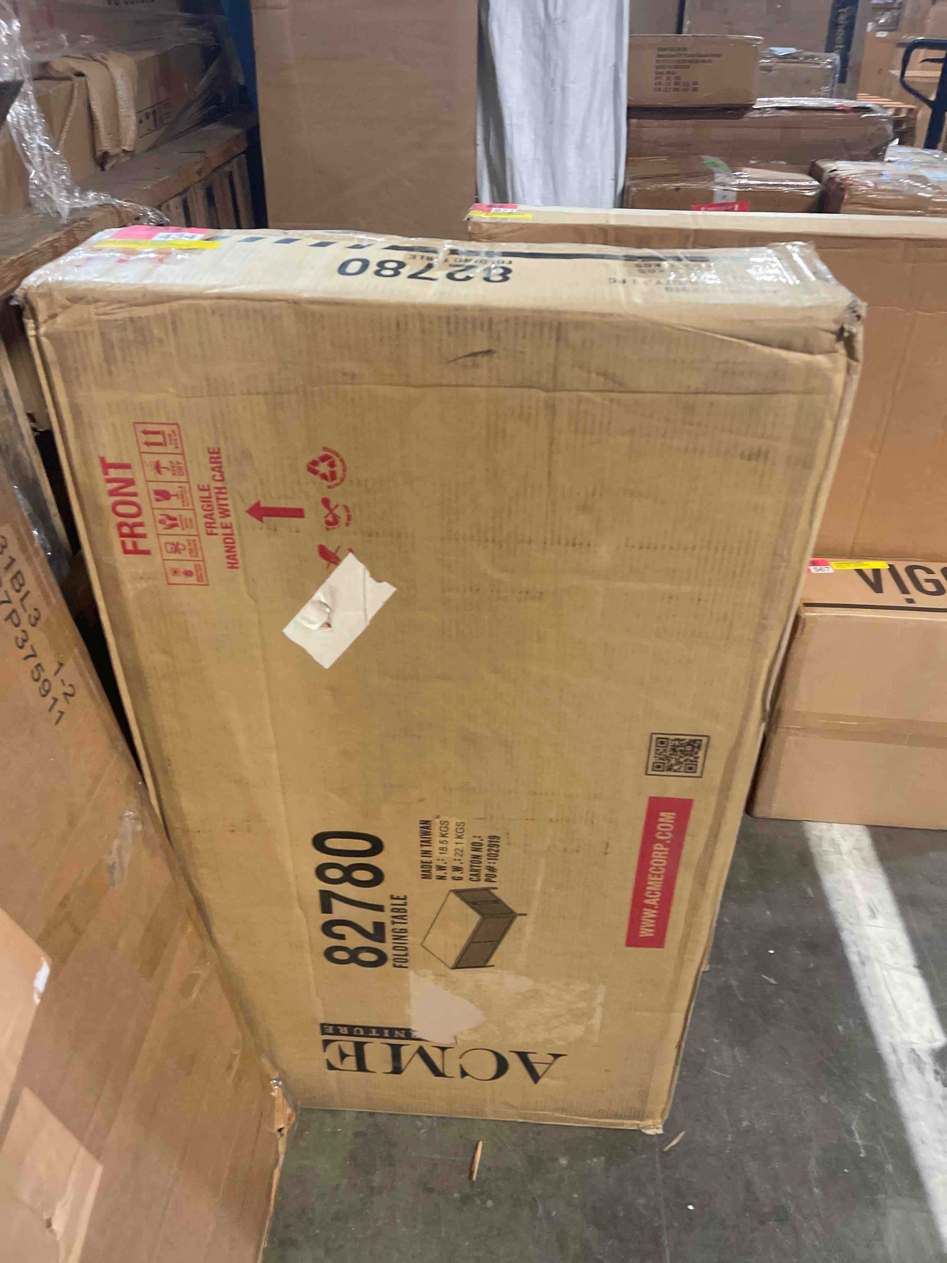 Condition photo showing New/Like New for acme furniture winam foldable rectangular coffee table in antique oak and black