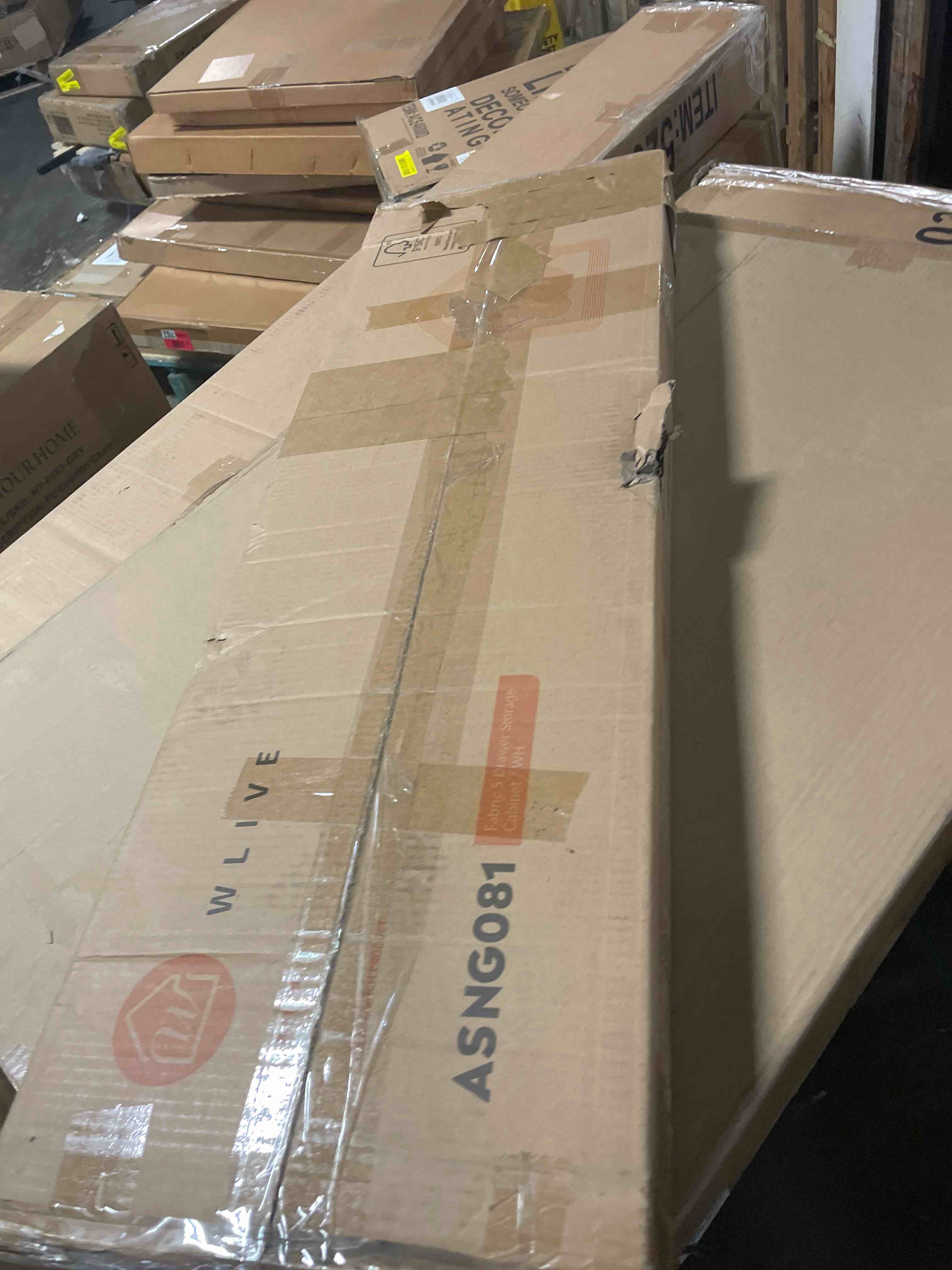Condition photo showing As Is for songmics dresser for bedroom, chest of drawers, steel, mdf, 5 non-woven fabric drawers, storage organizer unit, closet, entryway, cloud white and snow white ulgs322w01s cloud white + snow white 11.8"d x 38.9"w x 20.6"h (5 drawers)