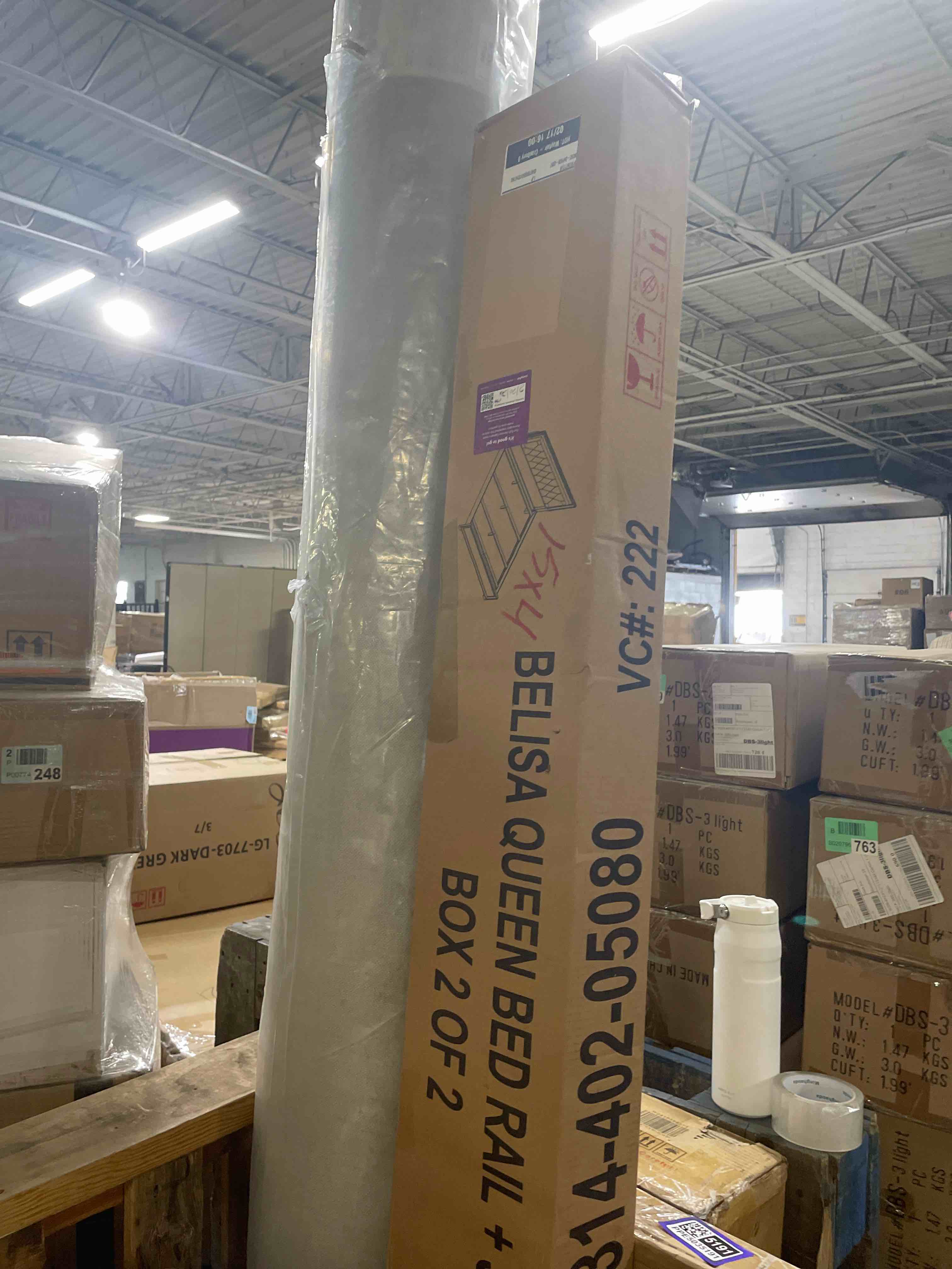 Condition photo showing As Is for box2/2 belinda queen bed rail and slats