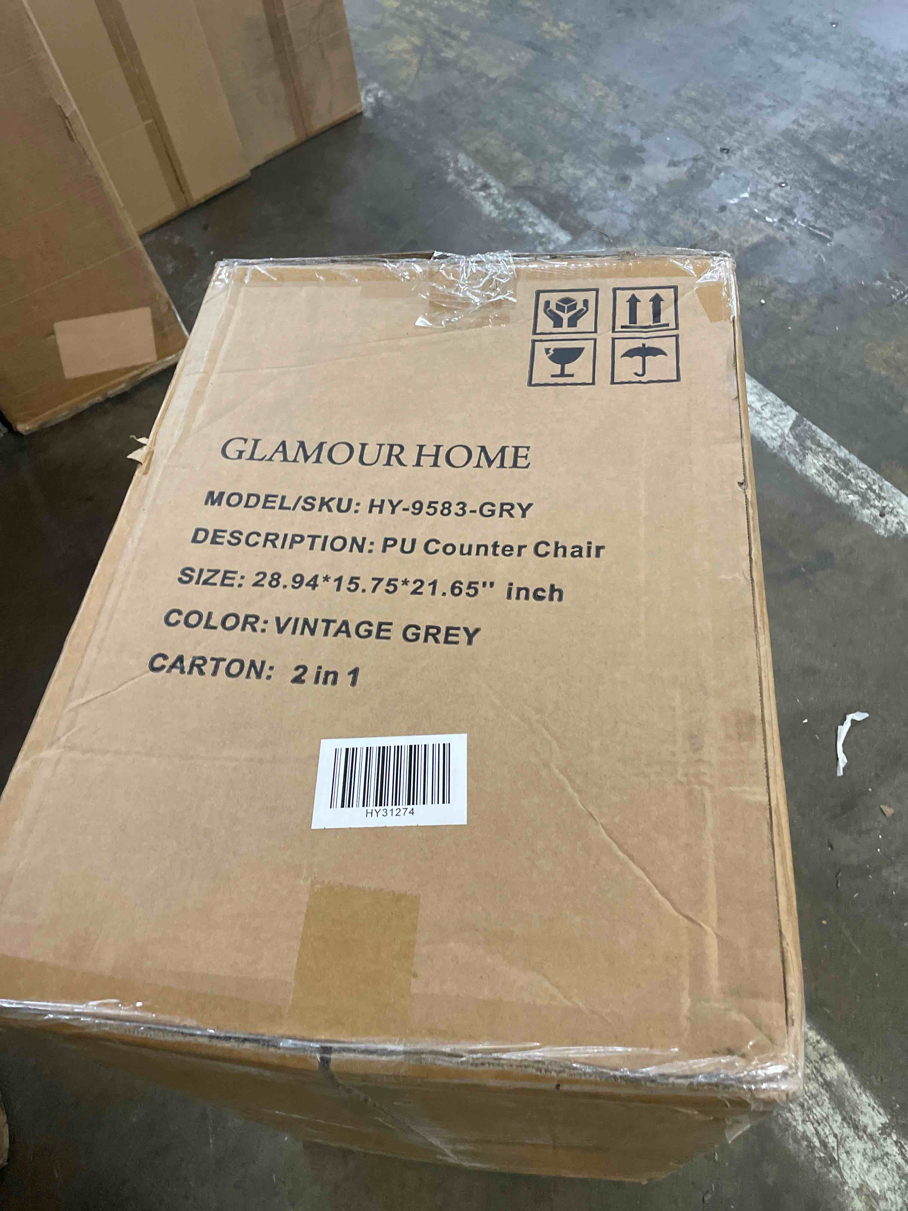 Condition photo showing As Is for vintage counter graychair