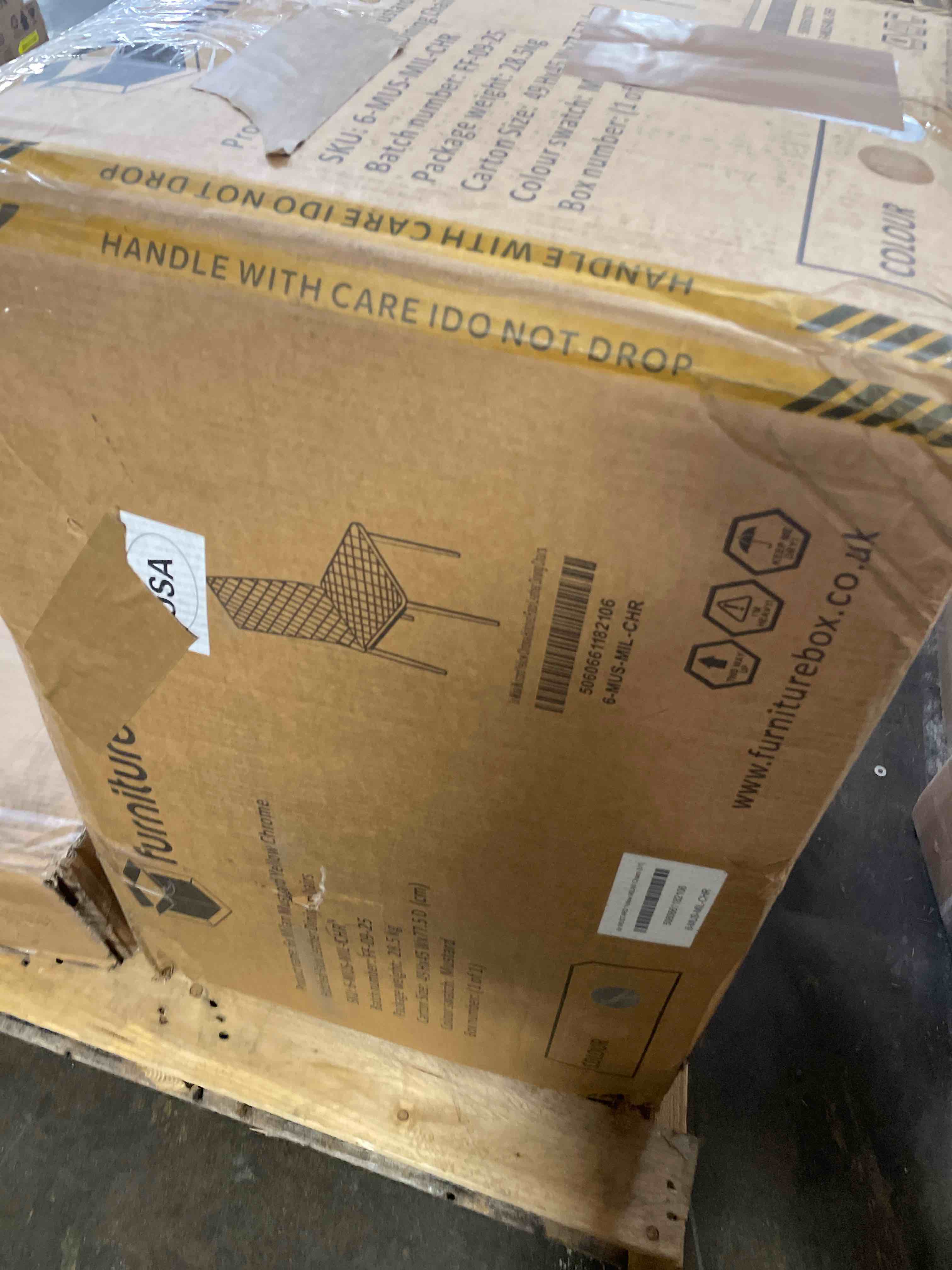 Condition photo showing Good Condition for milan, mustard, yellow, chrome hatch, fox, leather, dining chair, chairs, box1/1