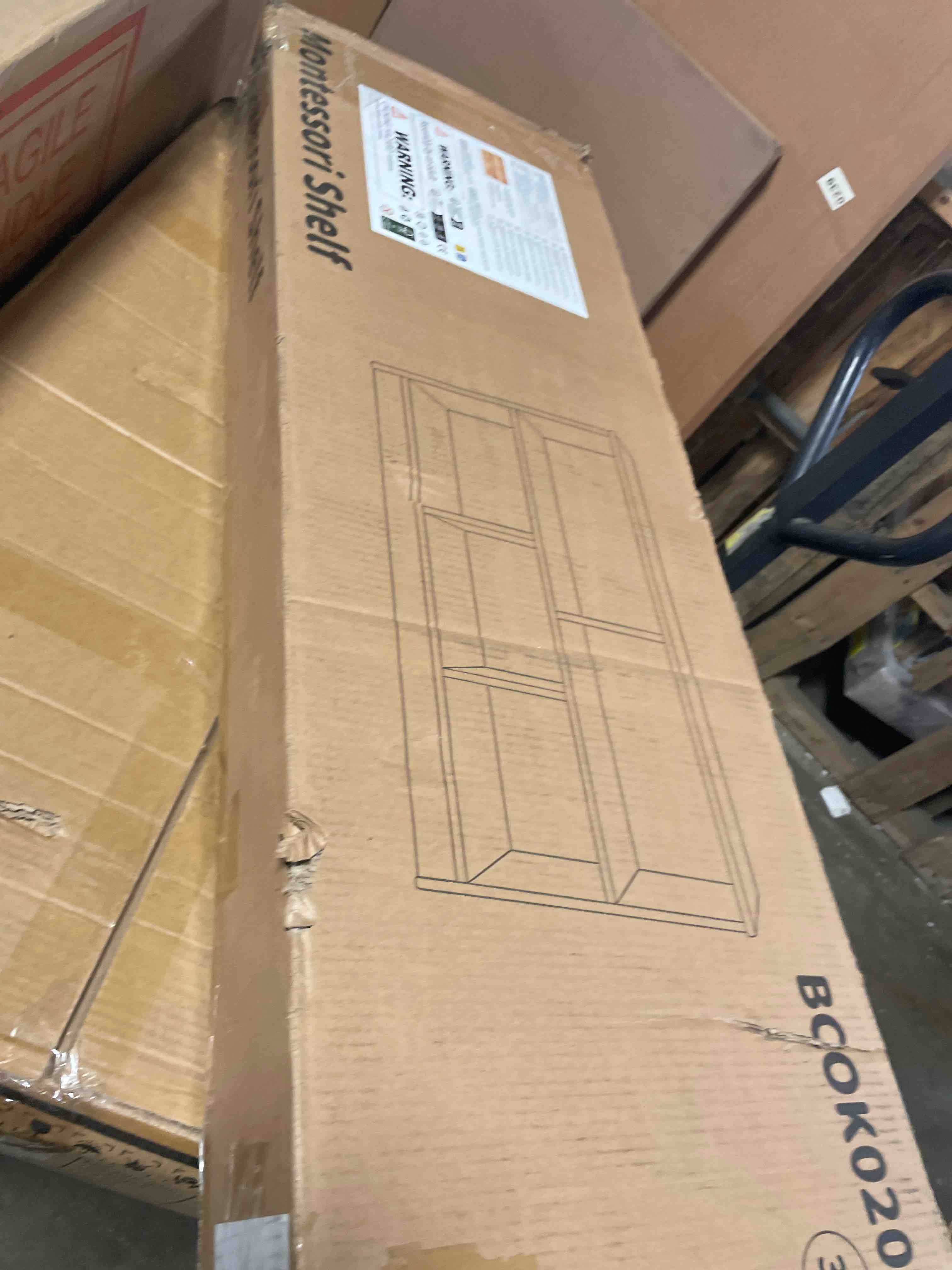 Condition photo showing New/Like New for rubber wood 5-compartment montessori shelf, 35.4" l, toy organizers and storage, 2-tier wooden storage cabinet, kids classroom organizer, playroom, daycare and preschool storage shelves