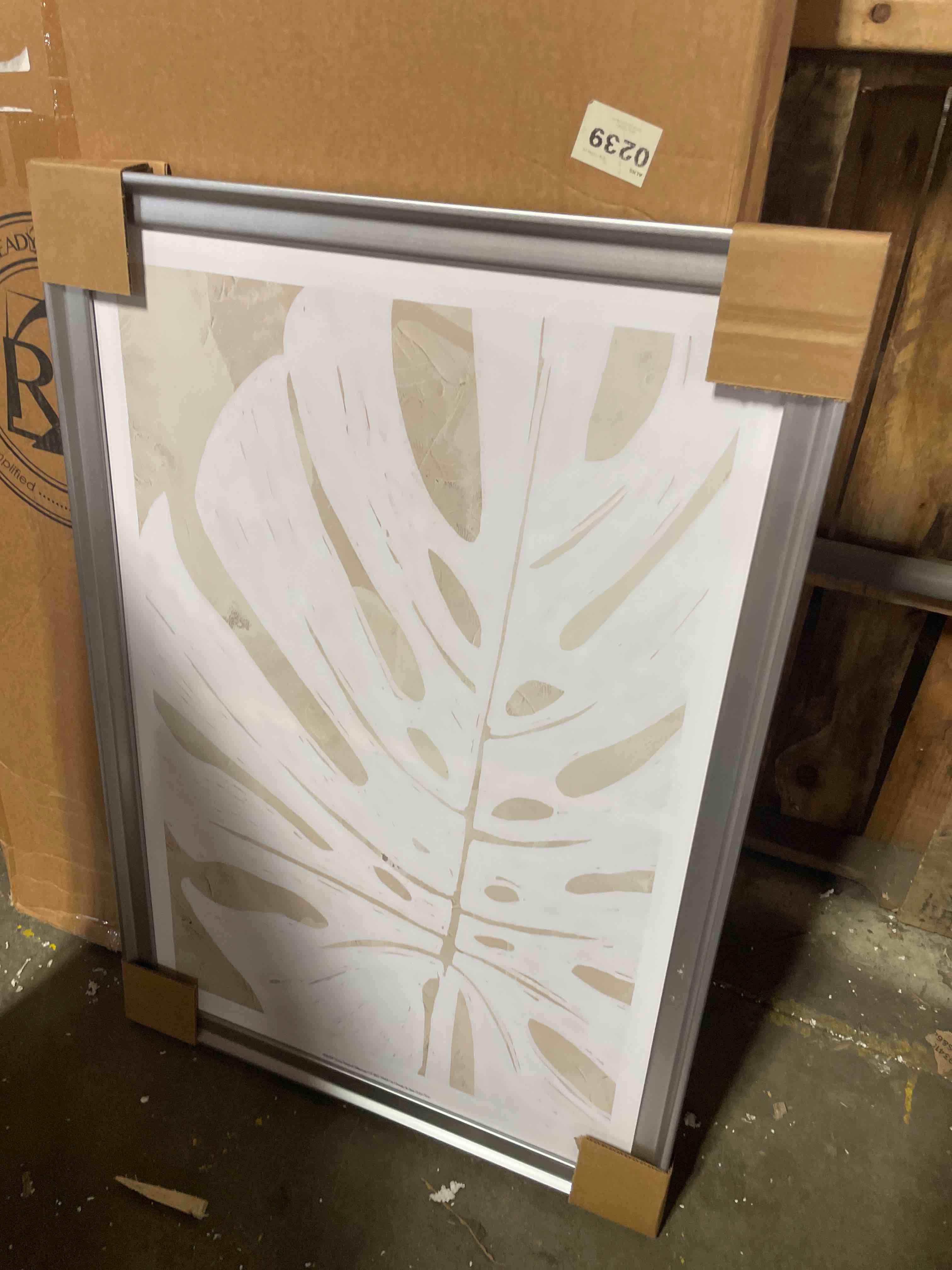 Condition photo showing New/Like New for greatbigcanvas linen tropical silhouette i canvas wall art print, home decor artwork, 36"x45"