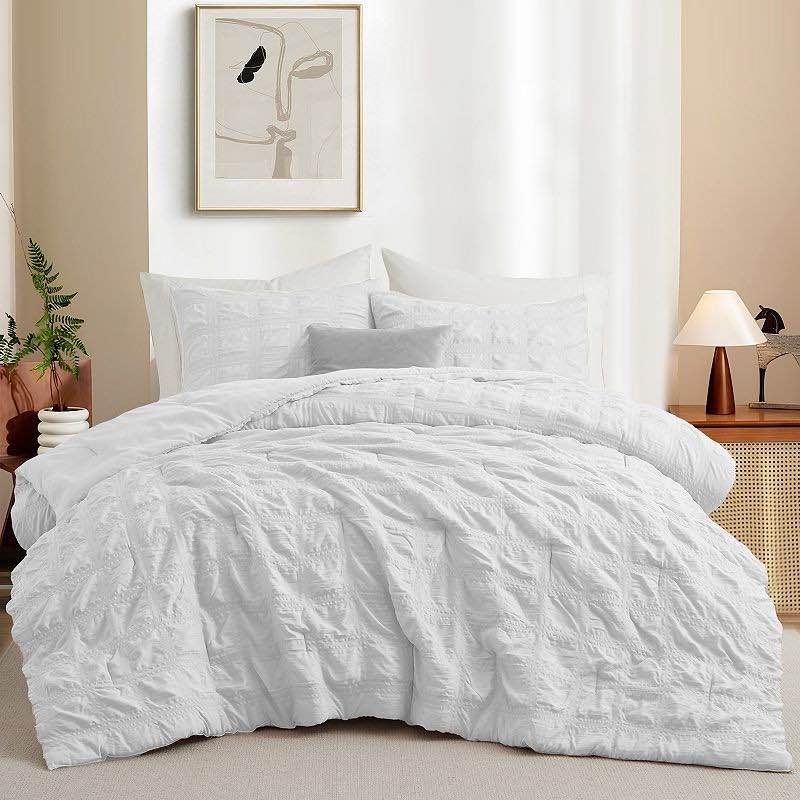 queen unikome all season crinkle textured seersucker down alternative comforter