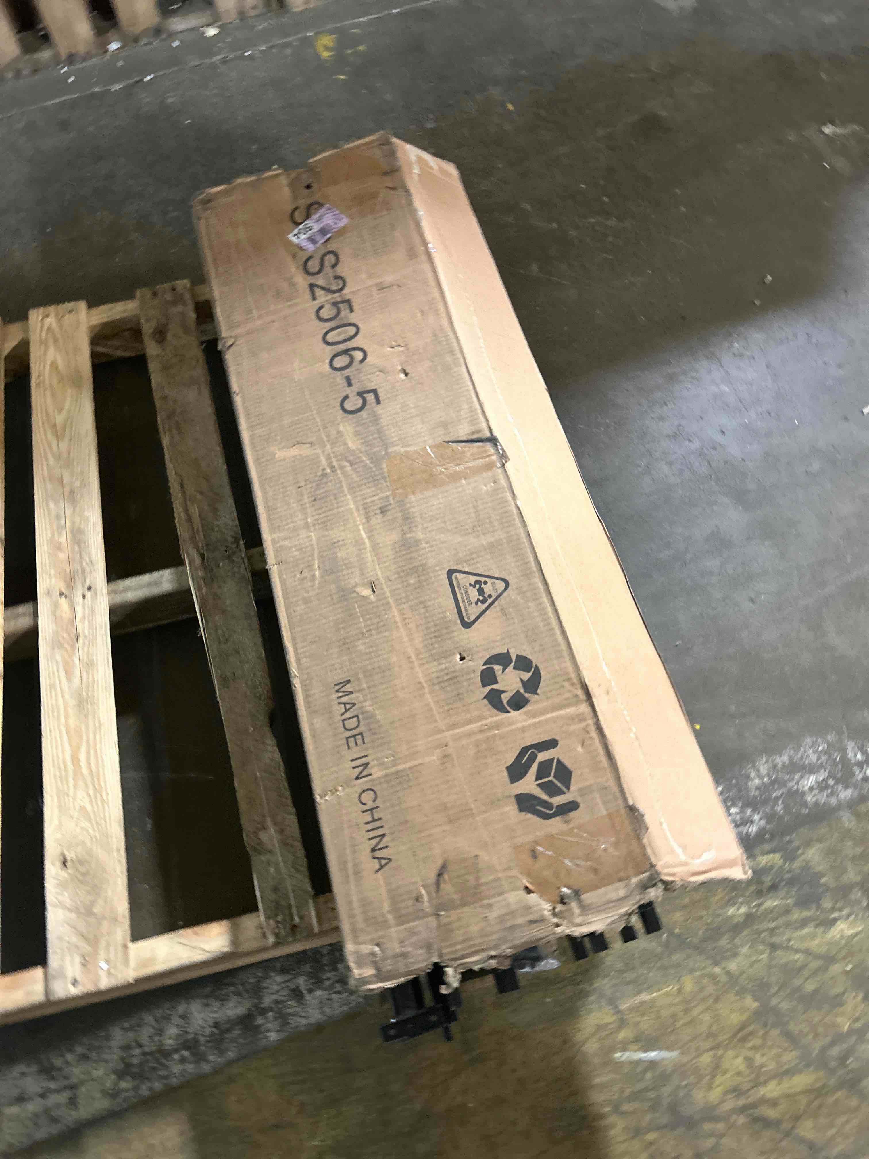 Condition photo showing As Is for 7 inch box spring full size bed, heavy duty metal mattress foundation, 3000 lbs capacity, high profile, noise-free, easy assembly with fabric cover(open box)