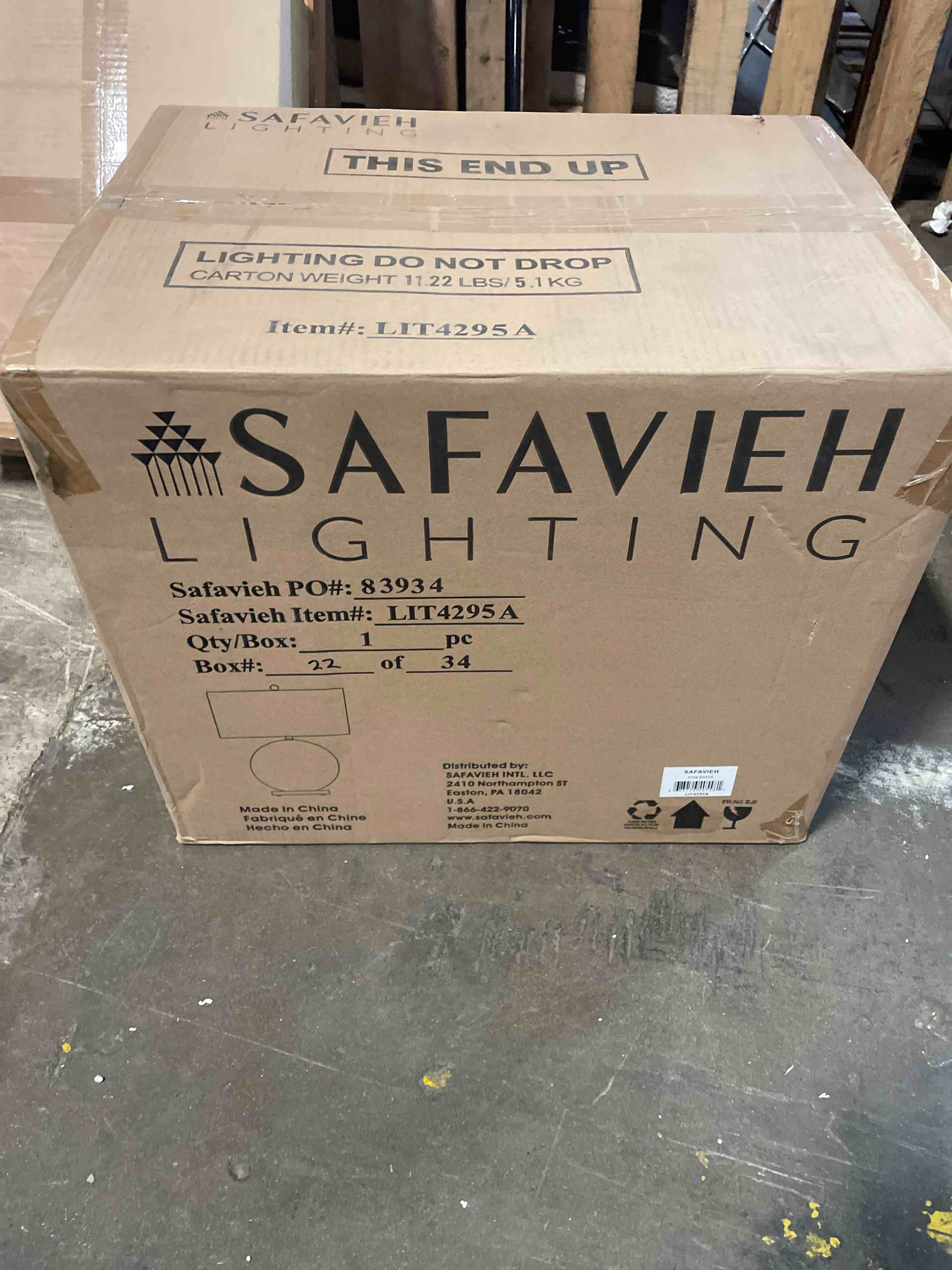 Condition photo showing New/Like New for safavieh lindsey 26.5 in. h mosaic shell round table lamp  cream