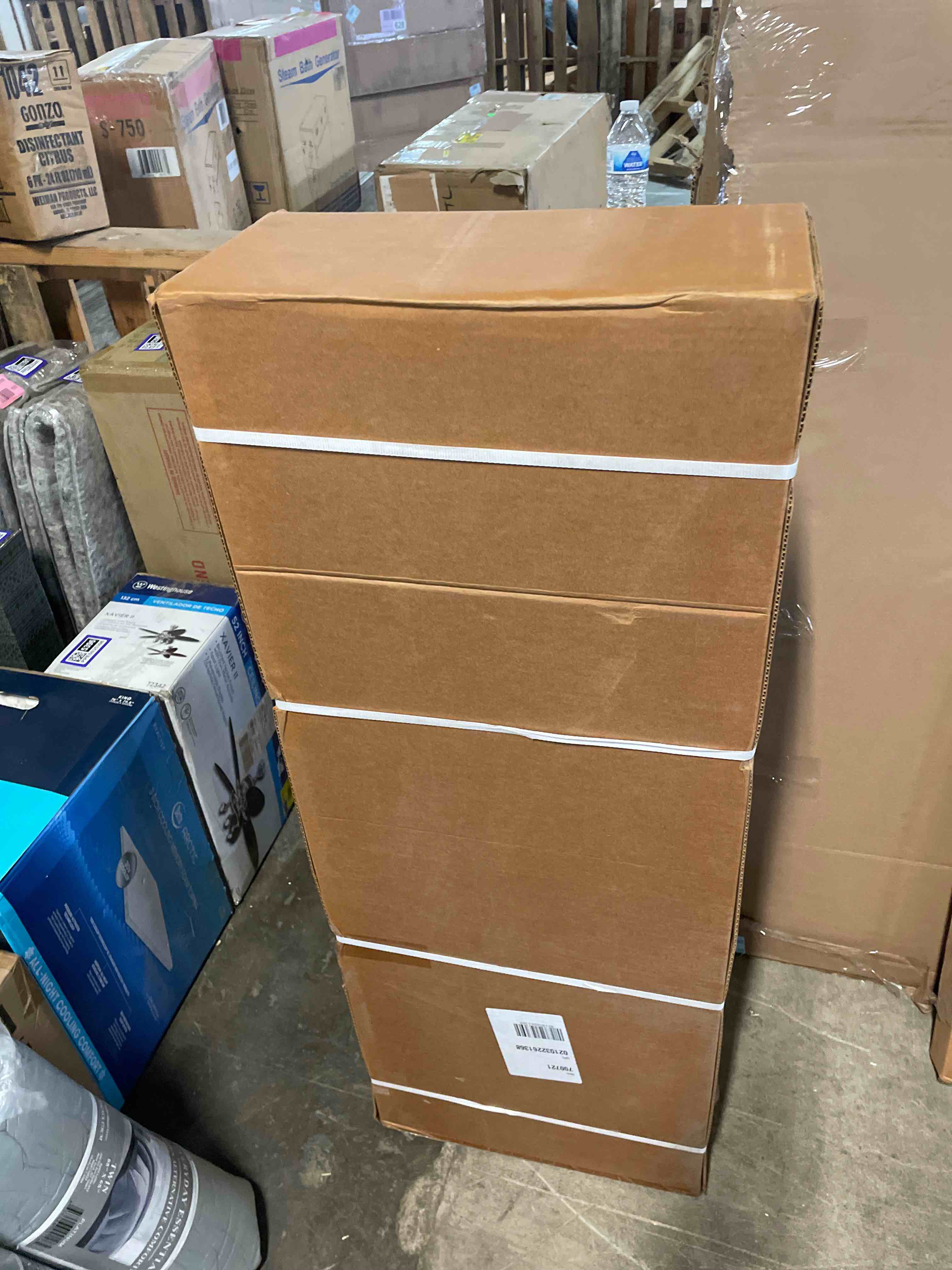 Condition photo showing New/Like New for tv console with 5 open compartments white