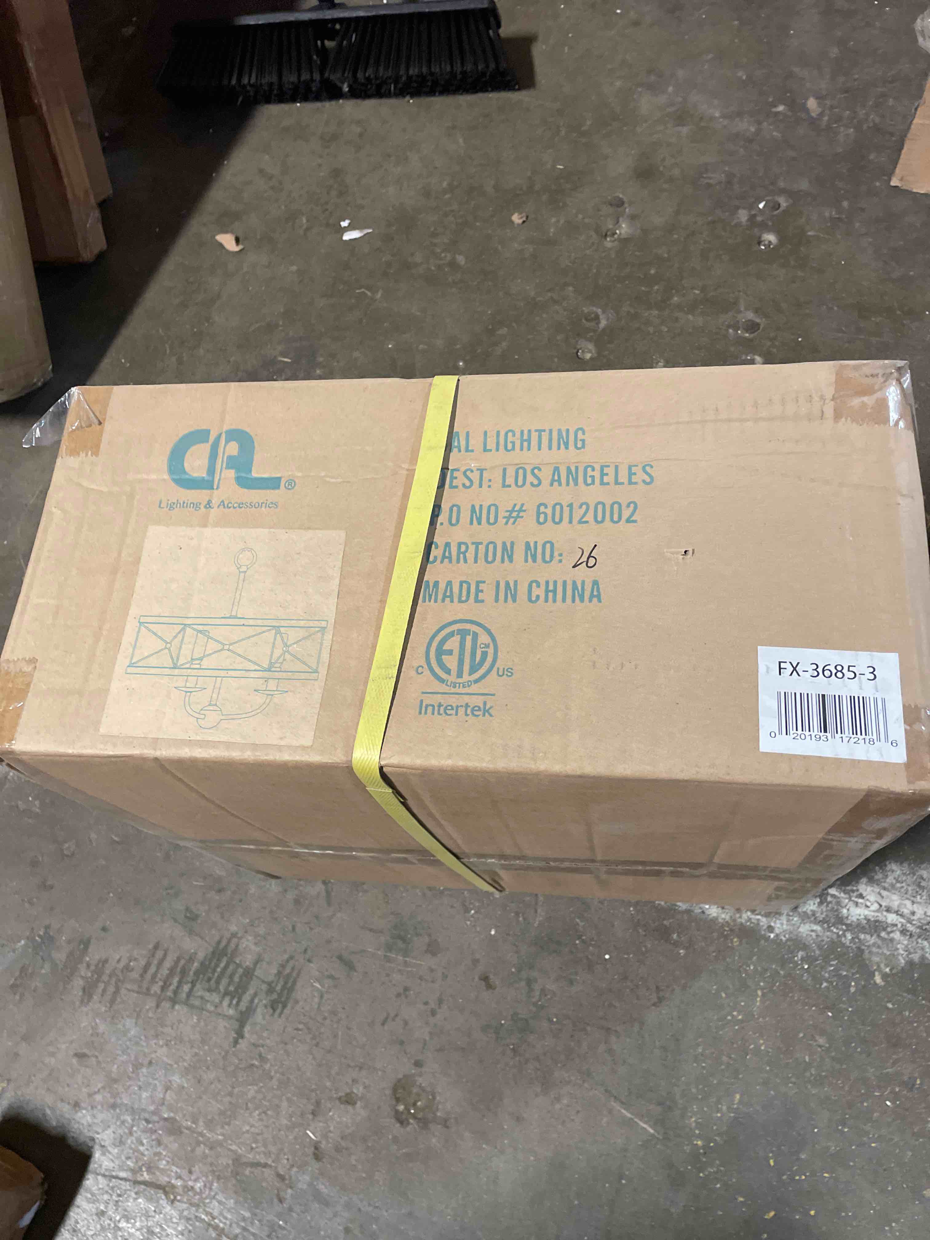 Condition photo showing New/Like New for cal lighting fx-3685-3 40w x 3 modica metal pendant fixture (edison bulbs not included), distress ivory/iron, 16.00x16.00x16.00
