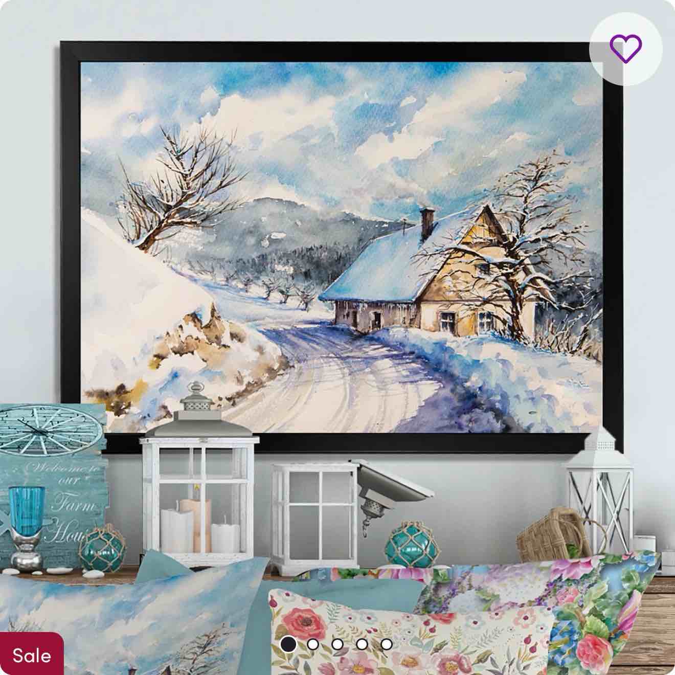 Winter Landscape Old House Mountain
