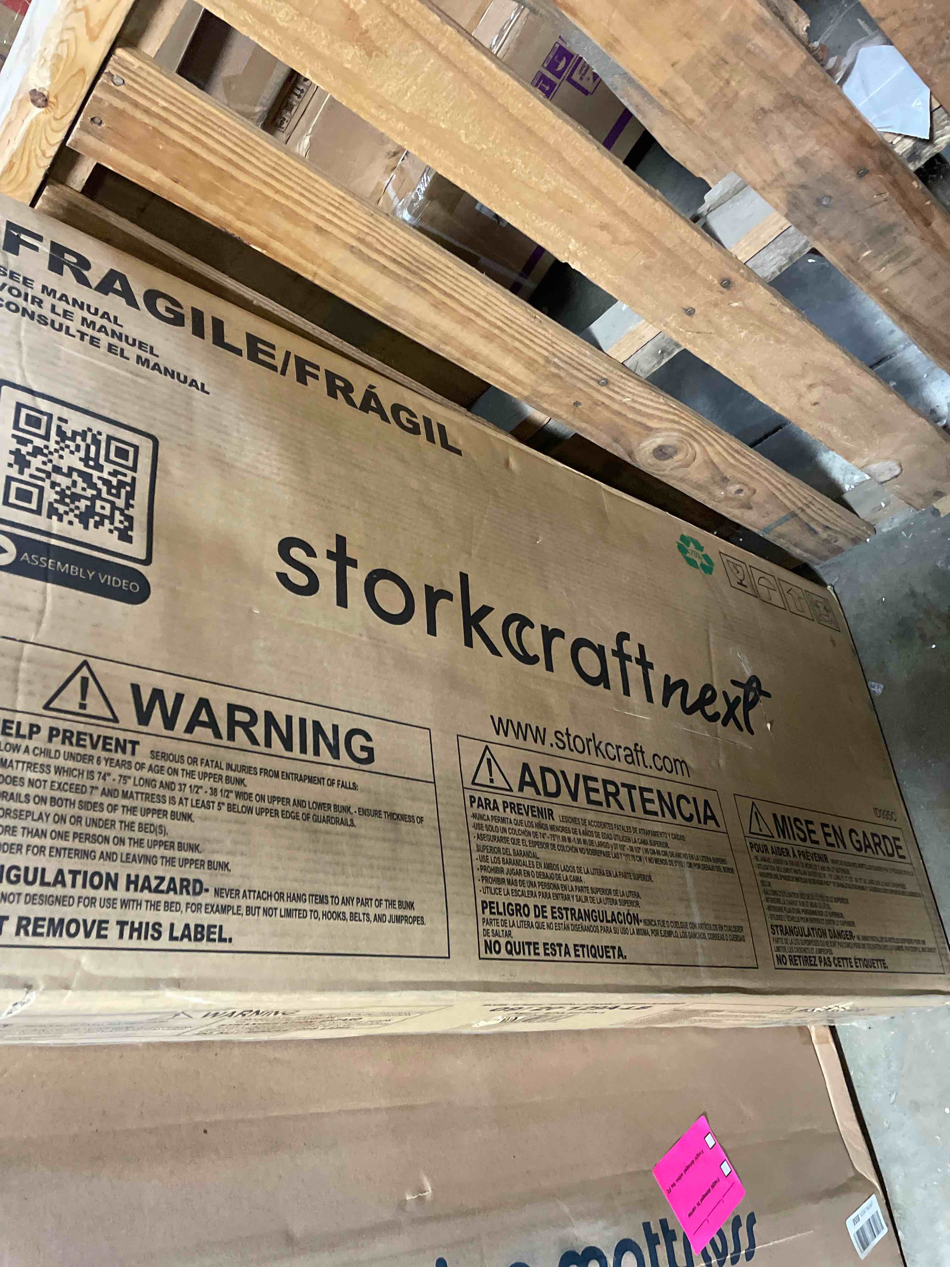Condition photo showing As Is for storkcraft caribou twin over twin hardwood bunk bed espresso  box 1 of 2  headboard  footboard (incomplete )