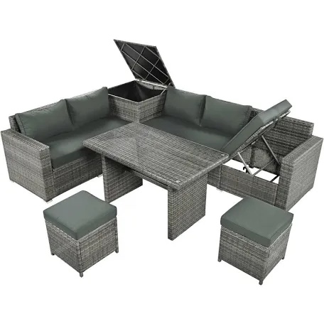 6 - piece all - weather pe rattan patio sectional sofa set with adjust (incomplete only box 1/4 and 3/4)