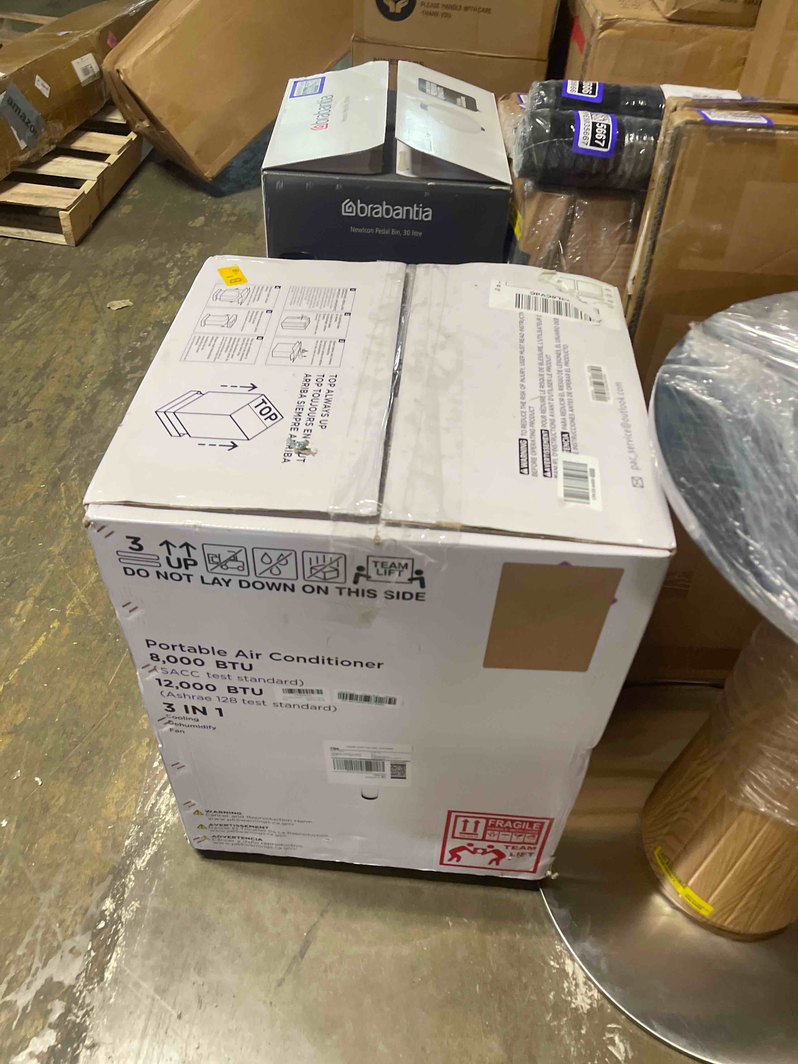 Condition photo showing New/Like New for 8,000 btu (doe) smart portable air conditioner cools 350 sq. ft. with dehumidifier, remote and wi-fi in white