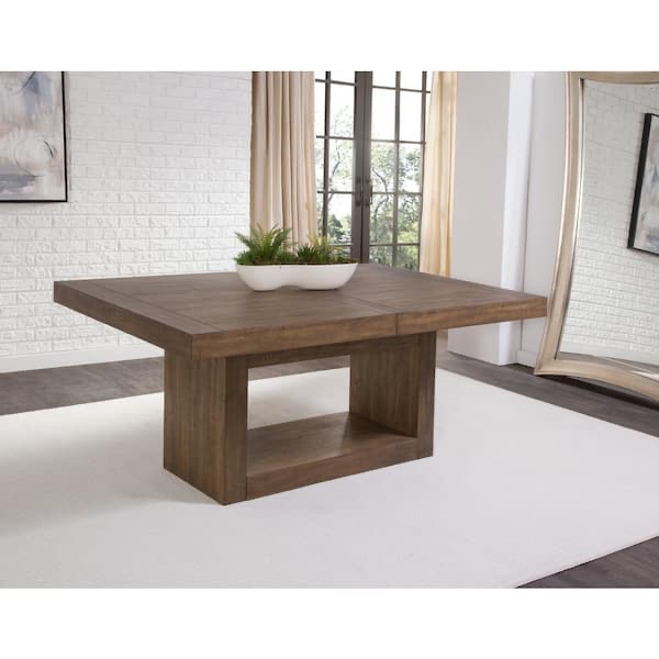garland caramel brown wood 70 in. trestle dining table with 18-leaf (seats 8)