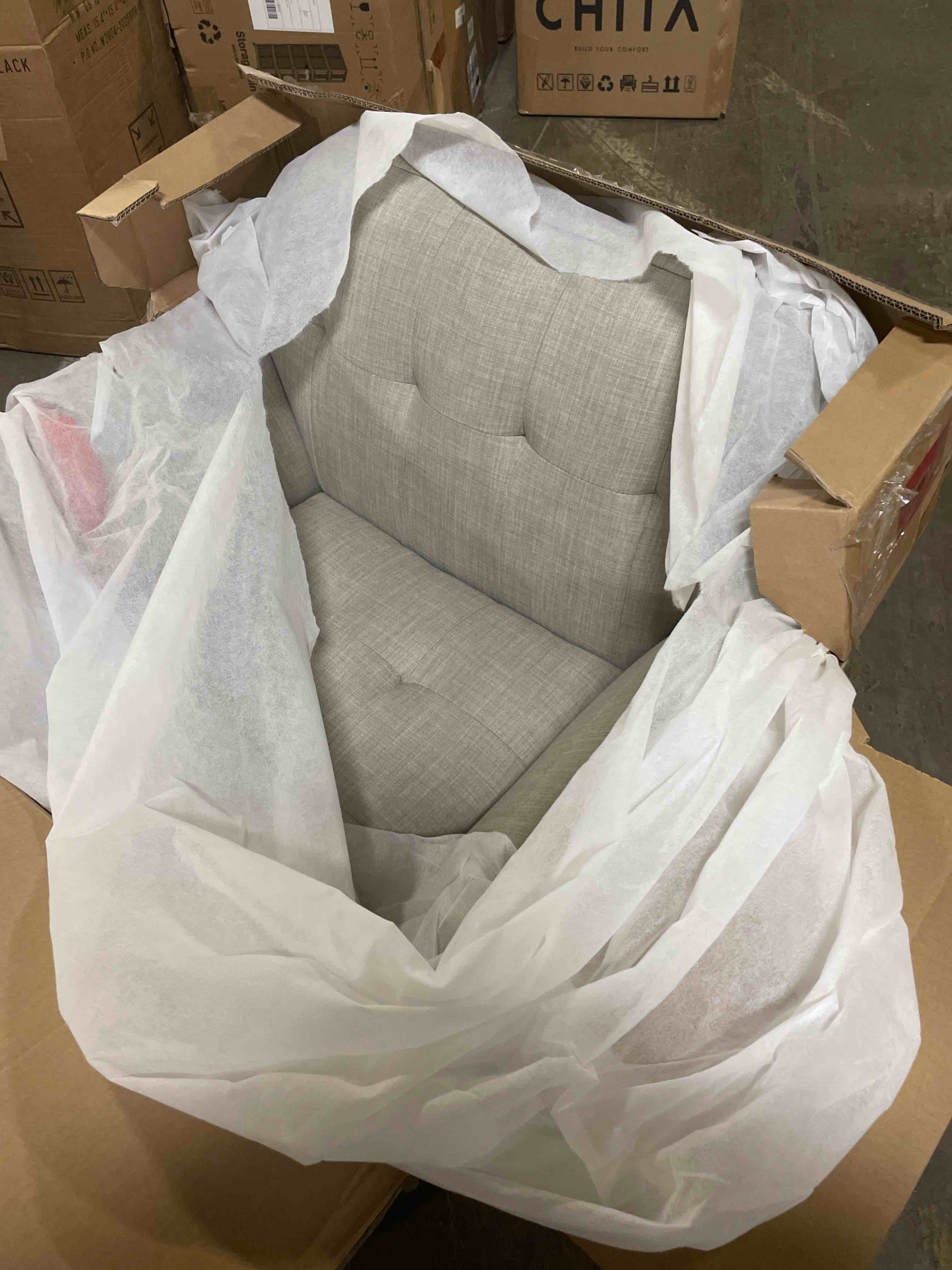 Condition photo showing As Is for chita accent chair(incomplete)