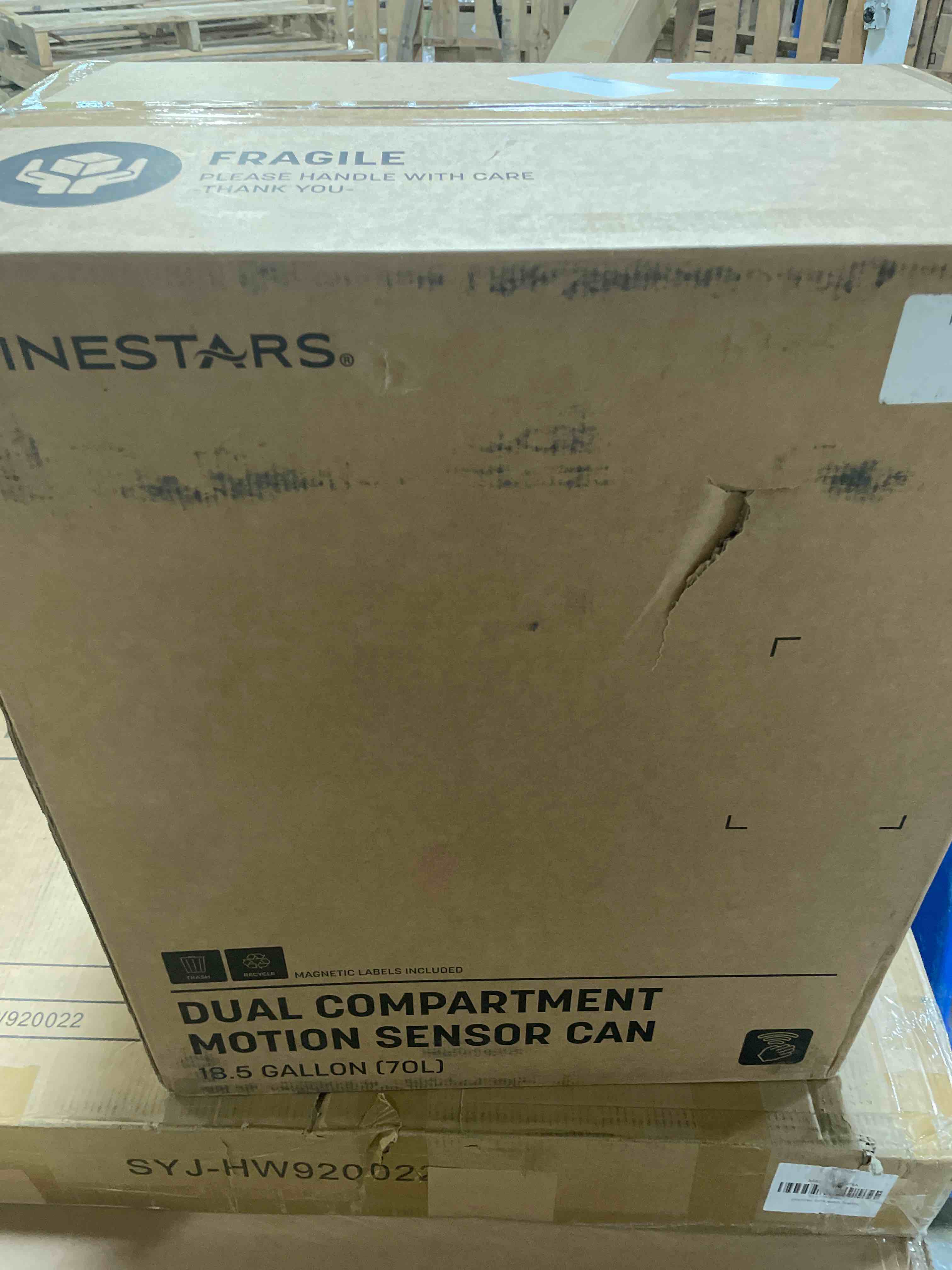 Condition photo showing Good Condition for ninestars dual compartment motion sensor trash can