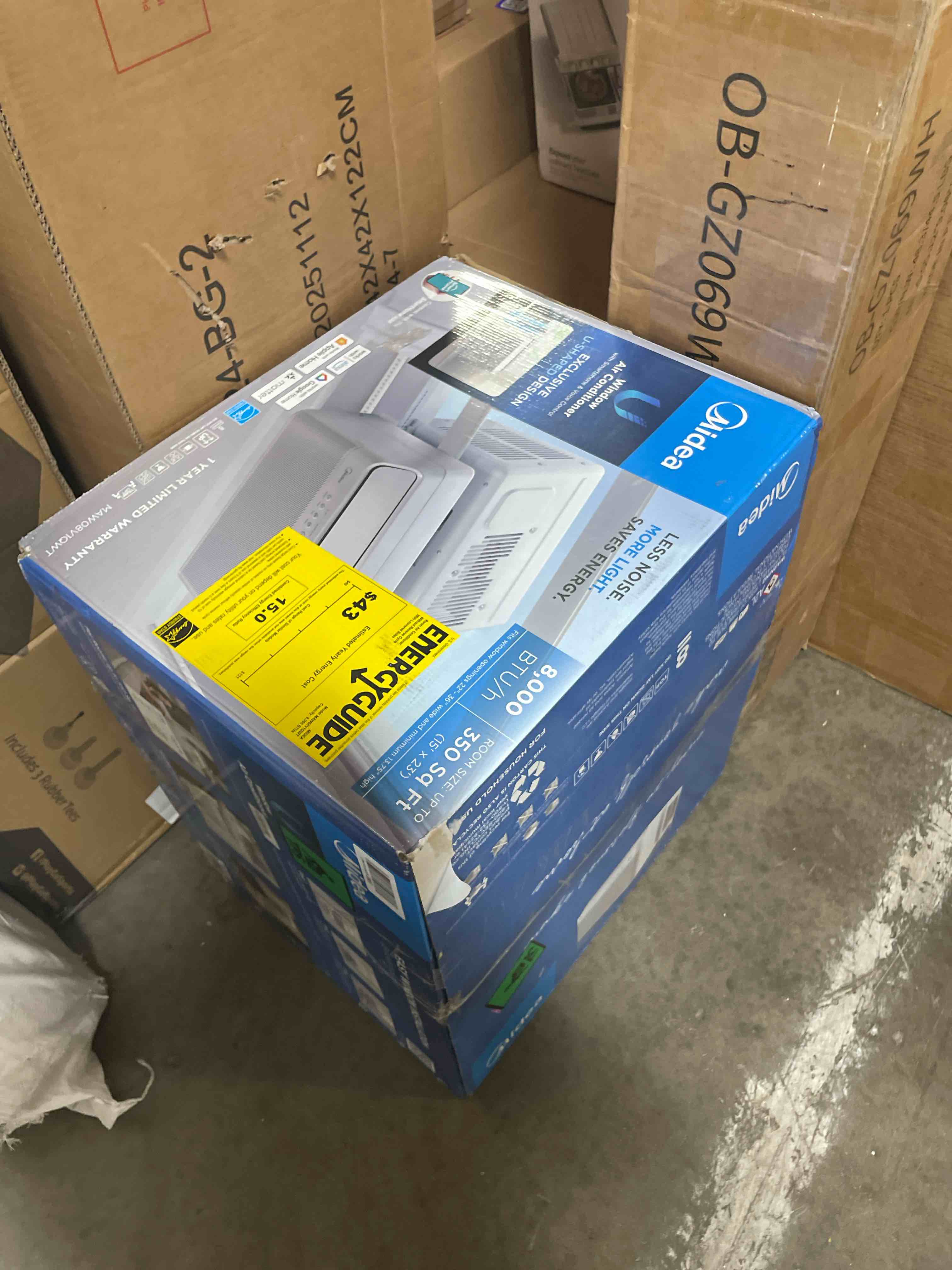 Condition photo showing As Is for midea 8,000 btu u shaped smart inverter window air conditioner - cools 350 sq ft, ultra quiet with open window flexibility - alexa/google assistant compatible - 37% energy savings, remote (updated) 8,000 btu (updated)