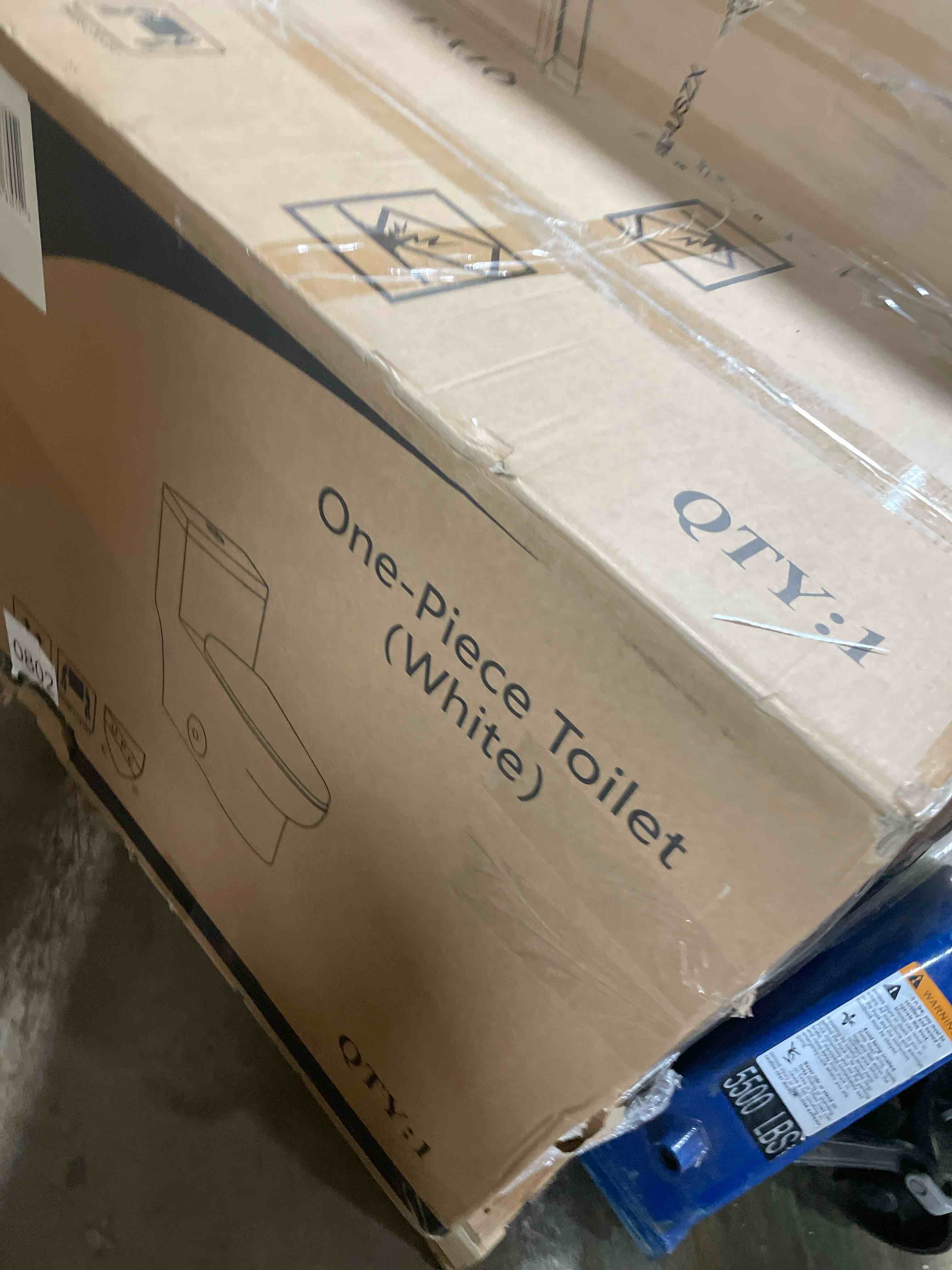 Condition photo showing Good Condition for elongated one piece toilet with comfort chair seat ada height 17.33", powerful dual flush 0.8/1.28 gpf compact toilet, map 1000g, standard white toilet bowl, 12'' rough-in