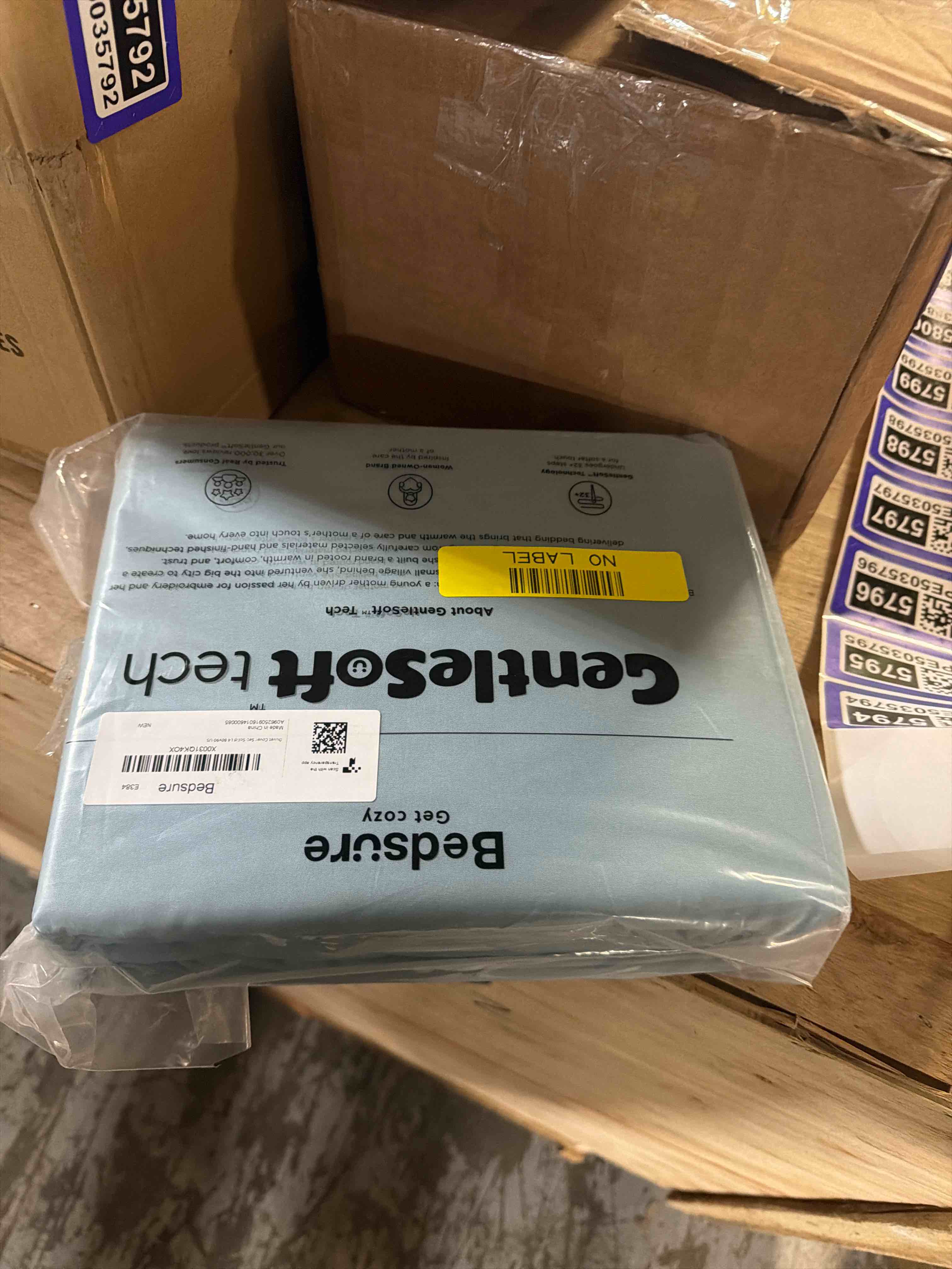 Condition photo showing New/Like New for bedsure duvet cover full size - soft double brushed bedding set for kids & adults, zipper closure, 3 pieces, includes 1 duvet cover (80"x90") & 2 pillow shams, no comforter, mineral blue full (80" x 90") 06 - mineral blue (no comforter)