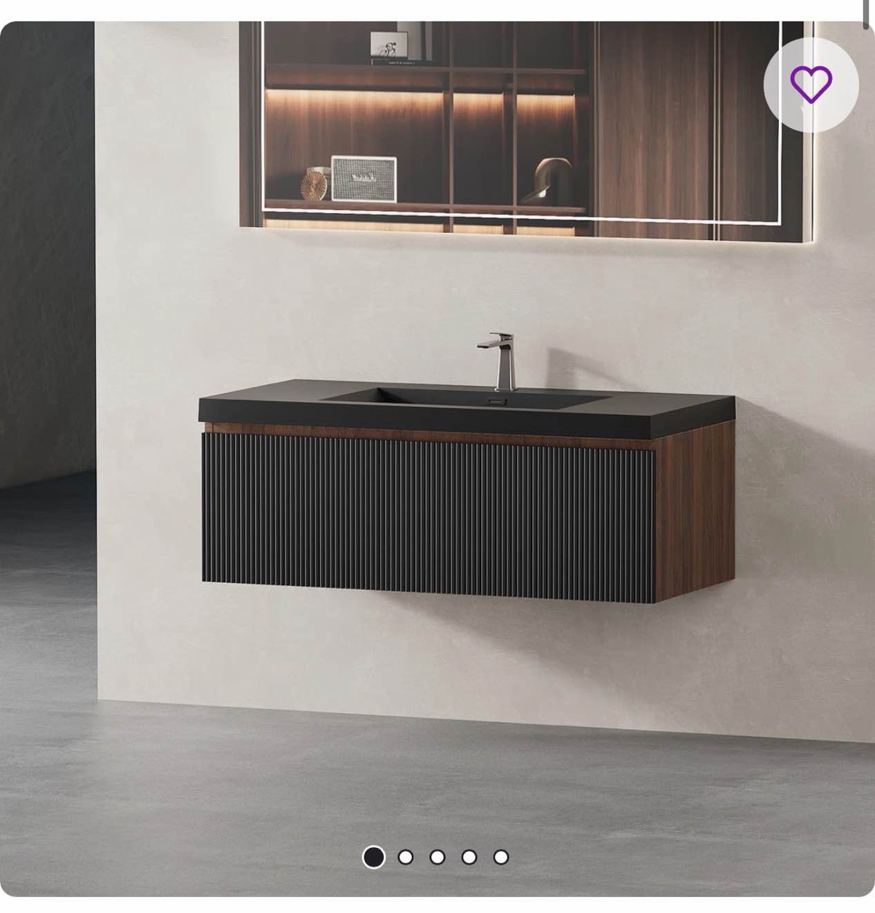 42'' Floating Bathroom Vanity With Sink Combo, Modern Wall-Mounted Striped Bathroom Storage Cabinet With Soft-Close Drawer And Glossy White Solid Surface Basin, 24V16-42NOW