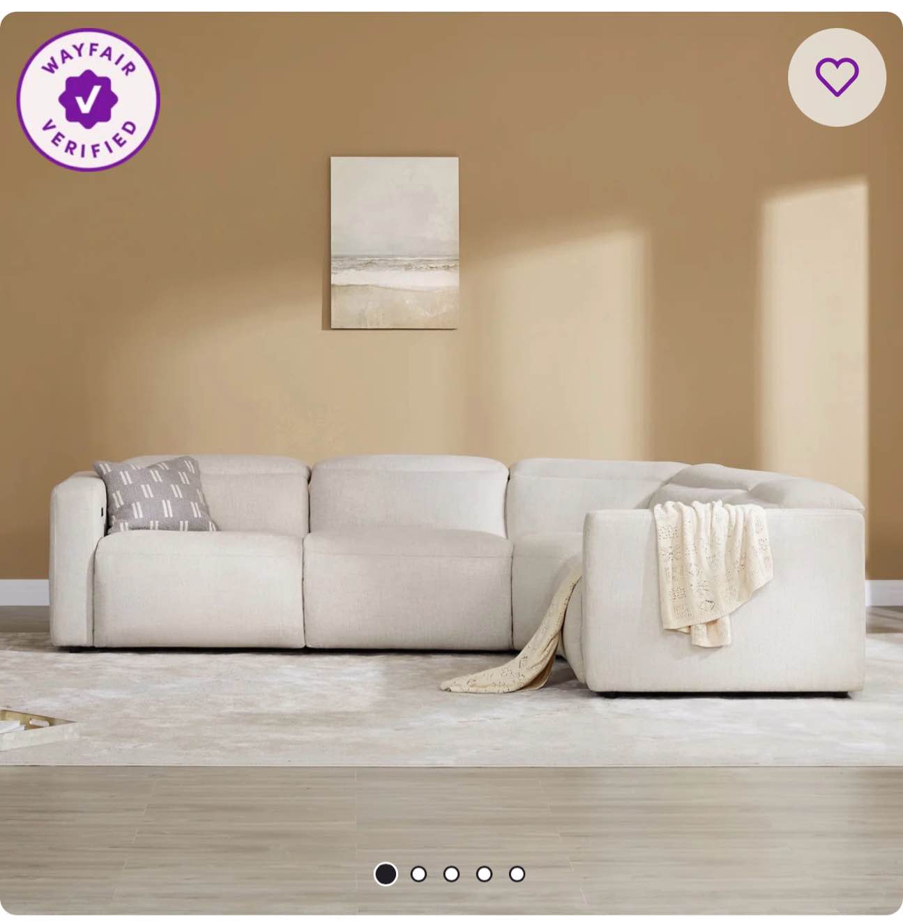 5-piece wall-hugger upholstered power reclining sectionnal  
