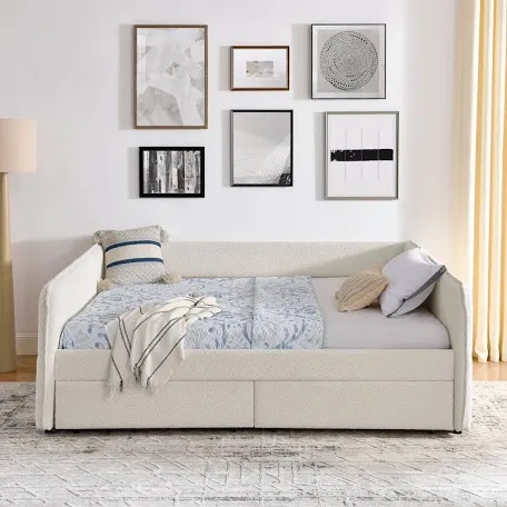 daybed with trundle upholstered tufted sofa bed, with two drawers (incomplete)