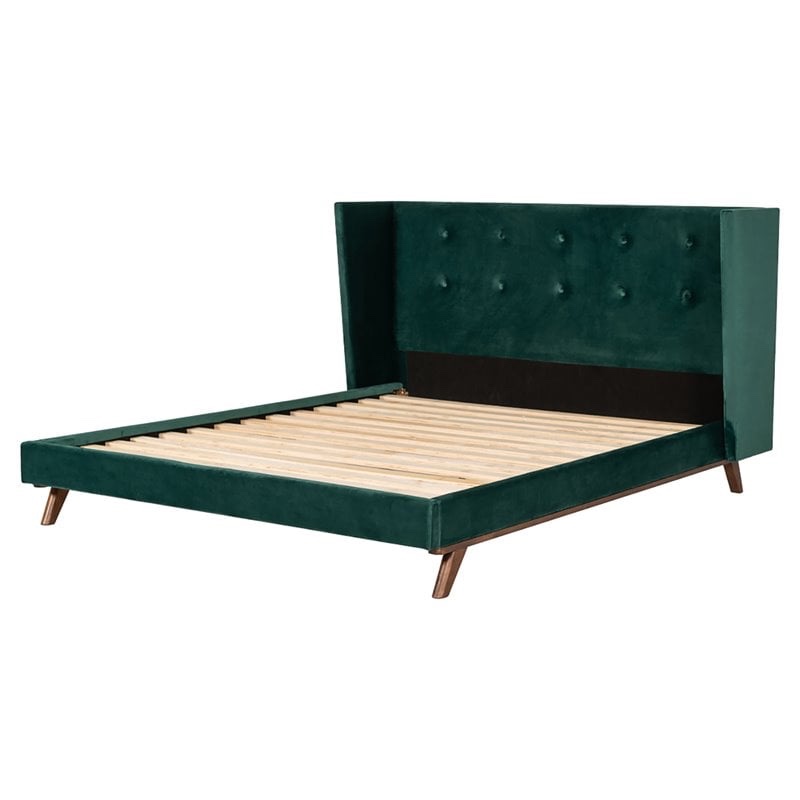 Modrest Durango 85x88" Modern Fabric Upholstered Eastern King Bed - Green/Walnut (incomplete only headboard)