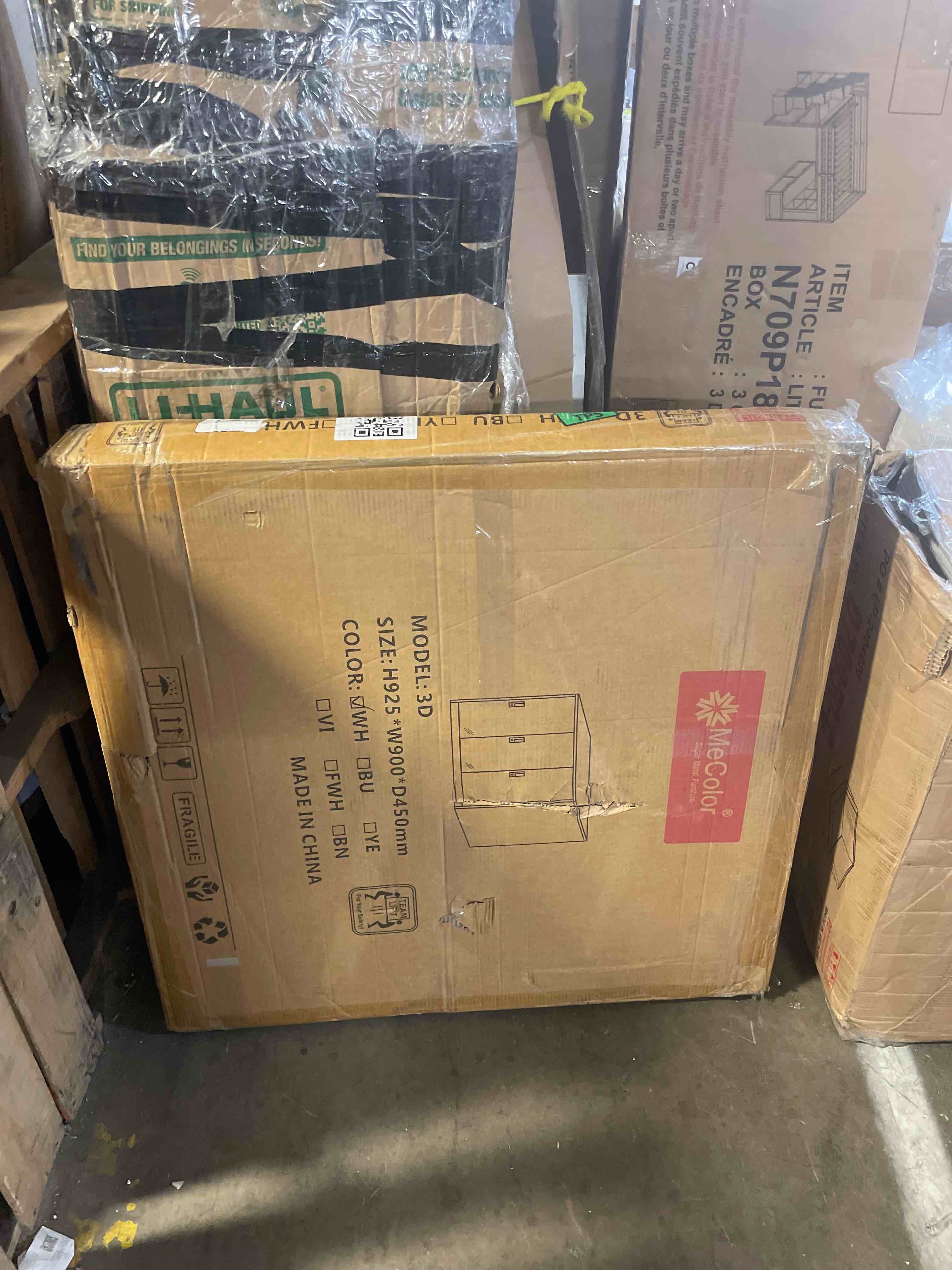 Condition photo showing New/Like New for mecolor 3 door metal office storage locker,steel office phone bag storge locker with lock and shelves,living room shoes cabinet(3d)