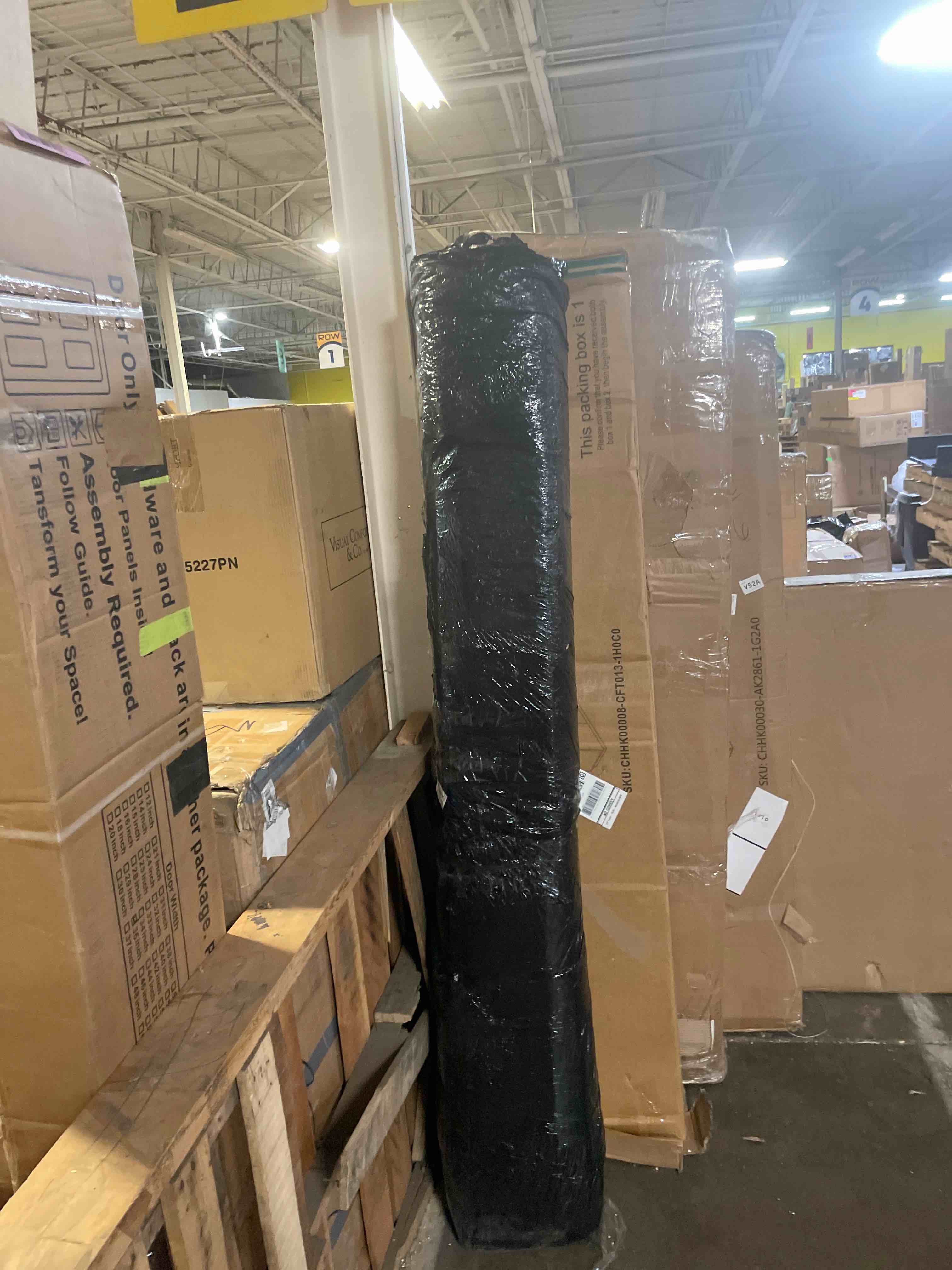 Condition photo showing As Is for king size bed frame with headboard, mid-century modern wood bed frame with fluted headboard & curved wings, noise-free, no box spring needed, wood slat support, easy assembly, walnut brown (rails and slats only)
