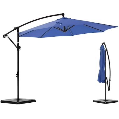 Sweetcrispy 10-ft Iron Navy Slide-Tilt Cantilever Patio Umbrella with Base