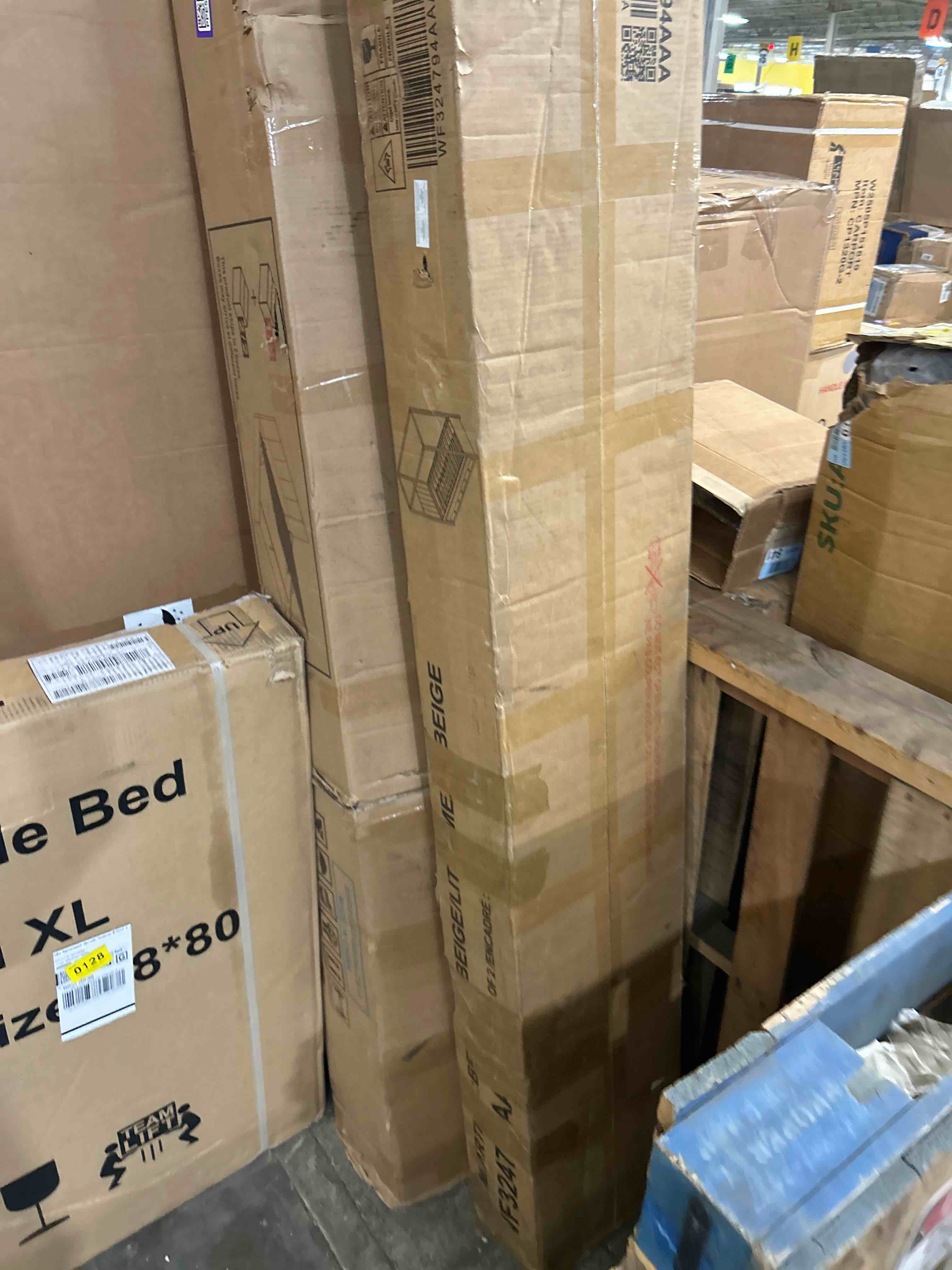 Condition photo showing As Is for komfott full bed with trundle, solid wood canopy bed frame with headboard, modern space saving full bed with twin trundle bed, no box spring needed, canopy bed frame(incomplete)