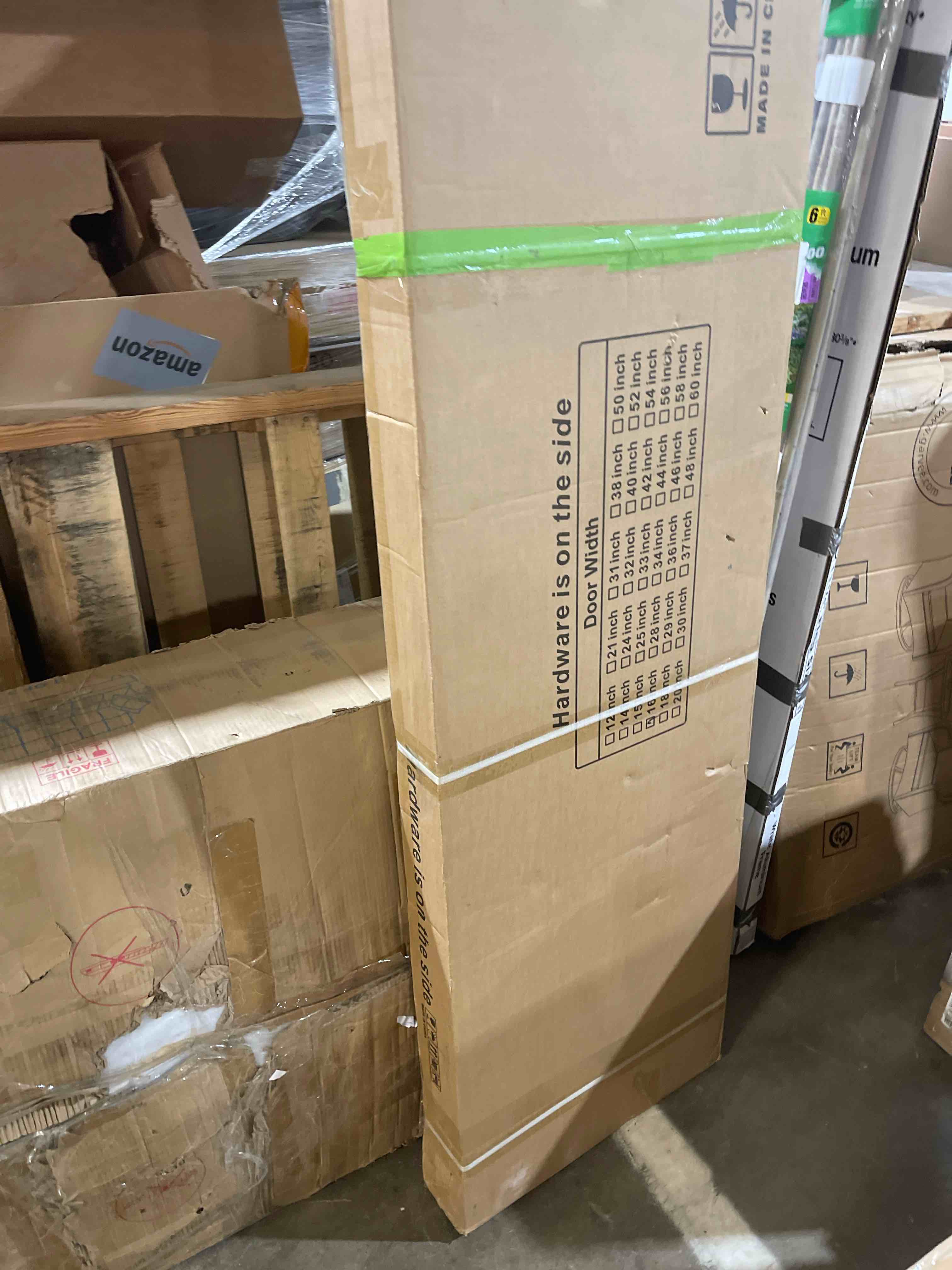Condition photo showing New/Like New for smartstandard 18in x 80in slab door, solid core french doors interior, white primed shaker for pantry, bathroom, laundry, pre-assembled panel without hardware kit