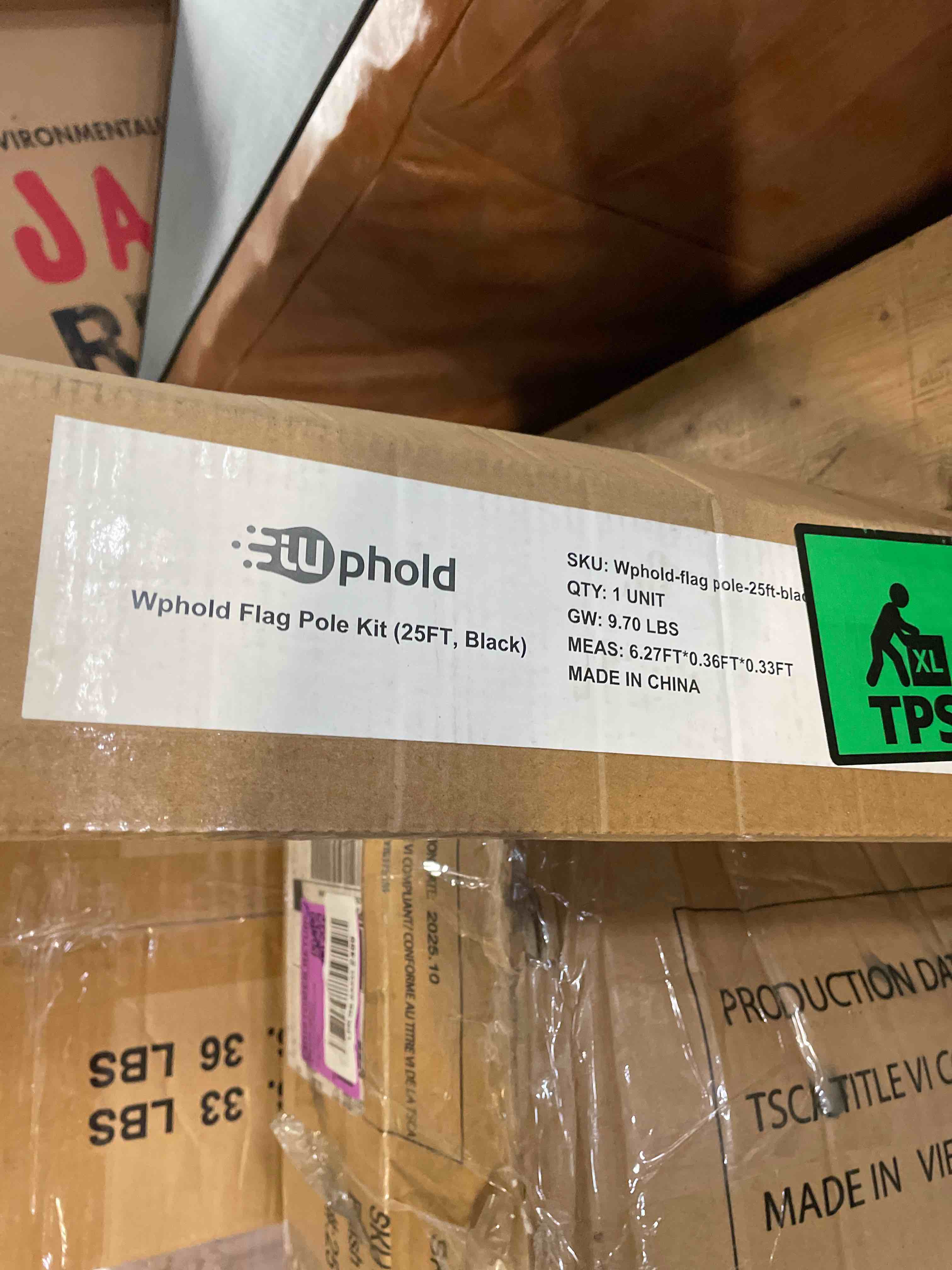 Condition photo showing New/Like New for flag pole kit 25ft, 90mph wind resistance, 1.8mm thickness heavy duty flag poles with 3x5 american flag, black flag pole for outdoor house in ground, extra thick flagpoles