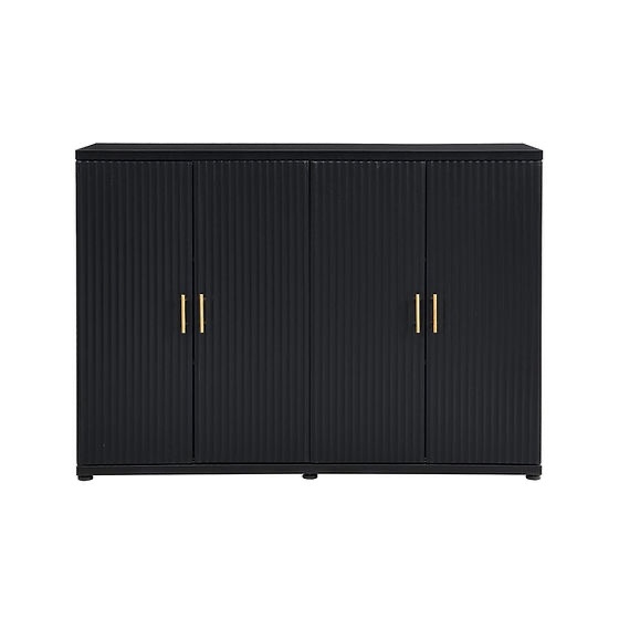 Accent Fluted 4 Doors Sideboard_Black