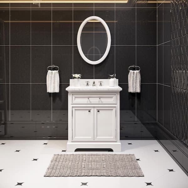 30” x 22” x 1” white top with 18 x 15 double glazed sink and backsplash