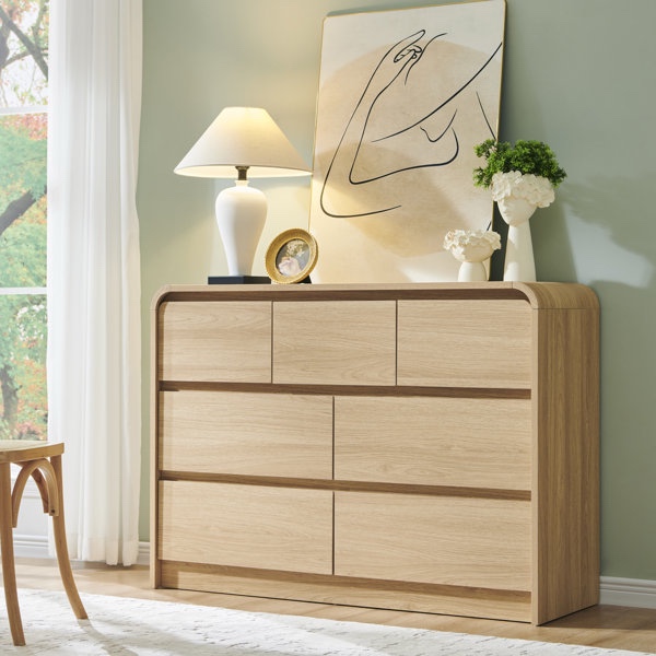 maud modern 7 drawers dresser for bedroom, 47" wide wood