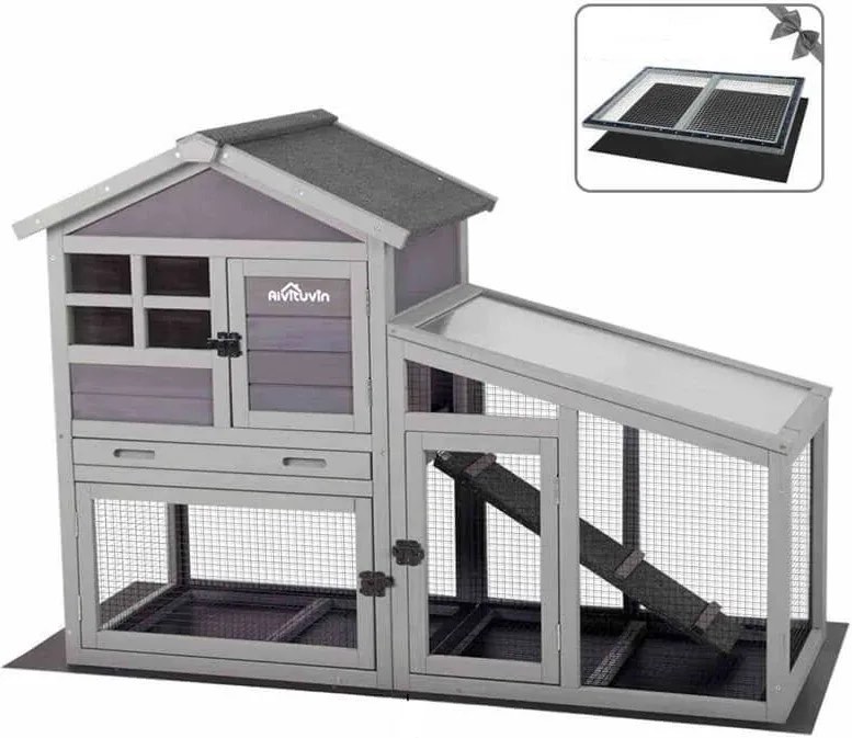 Aivituvin 38.1-in Indoor & Outdoor Rabbit Hutch (Box 1 only)