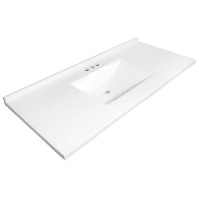 design house camilla ii 49-in x 22-in solid white cultured marble single sink 4-in centerset (box damaged)