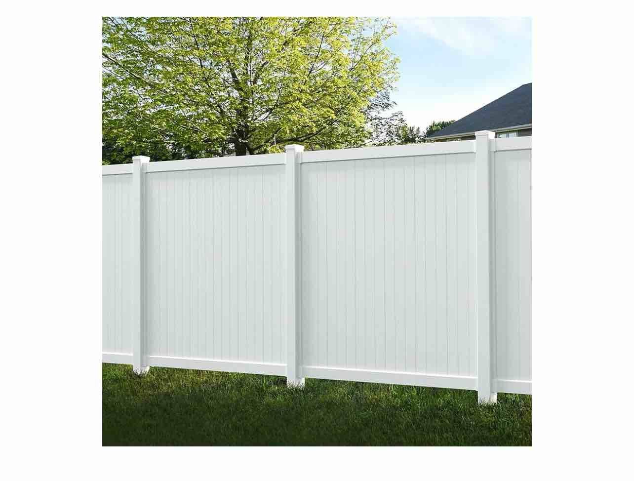 6ft H x 6ft W (1 Panel + 1 Post) Permanent No Dig WamBam Privacy Fence Kit, Durable White Vinyl Priv