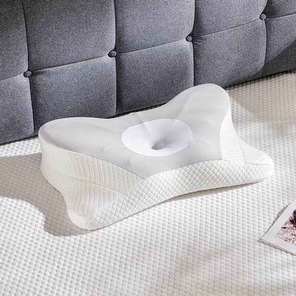 ergonomic memory foam cervical pillow,includes pillowcase, grey