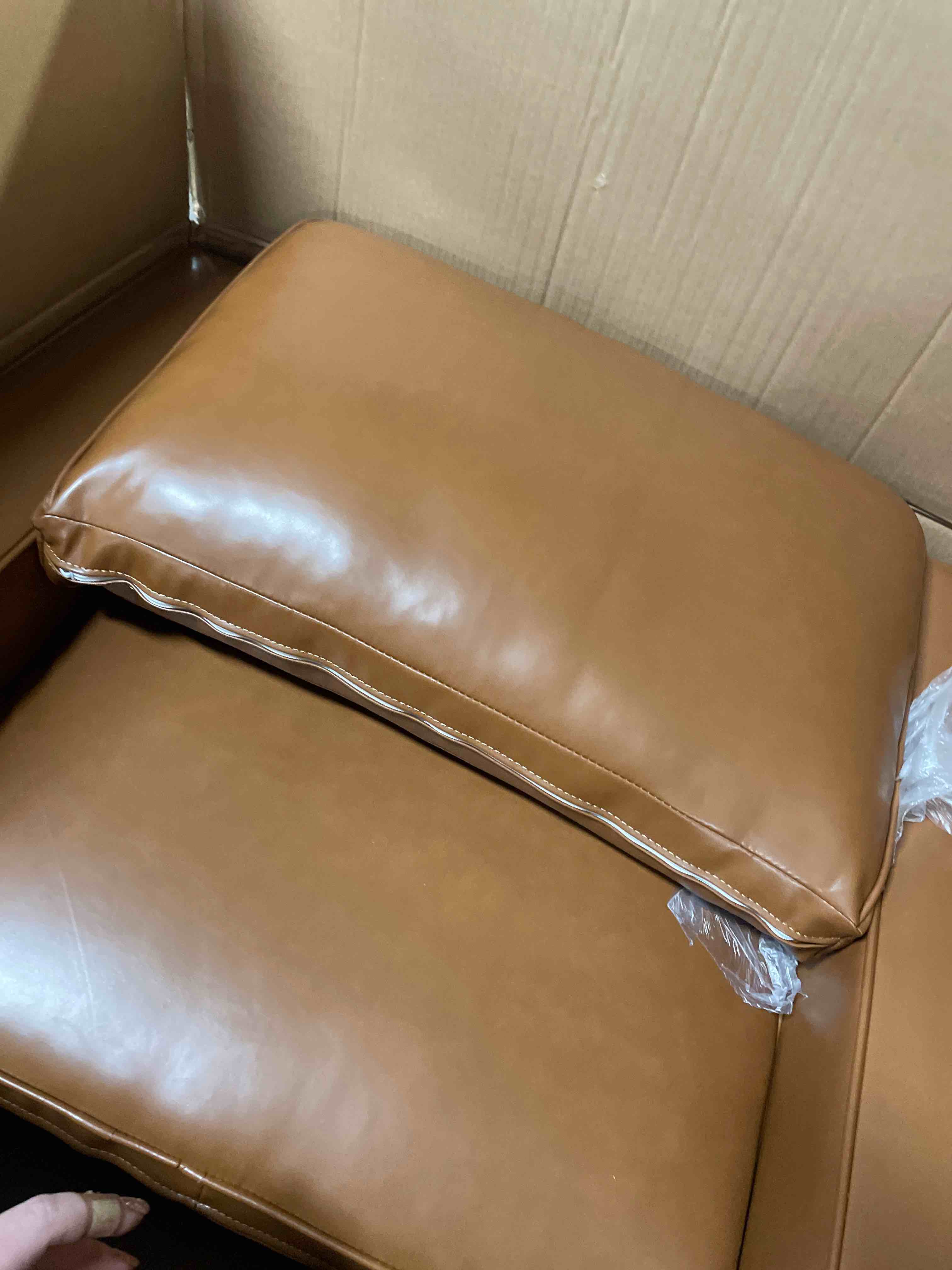 Condition photo showing New/Like New for aoiy & wifon 30.7" w swivel accent chair, mid century modern swivel chair for living room, comfy small accent chair, pu leather, brown