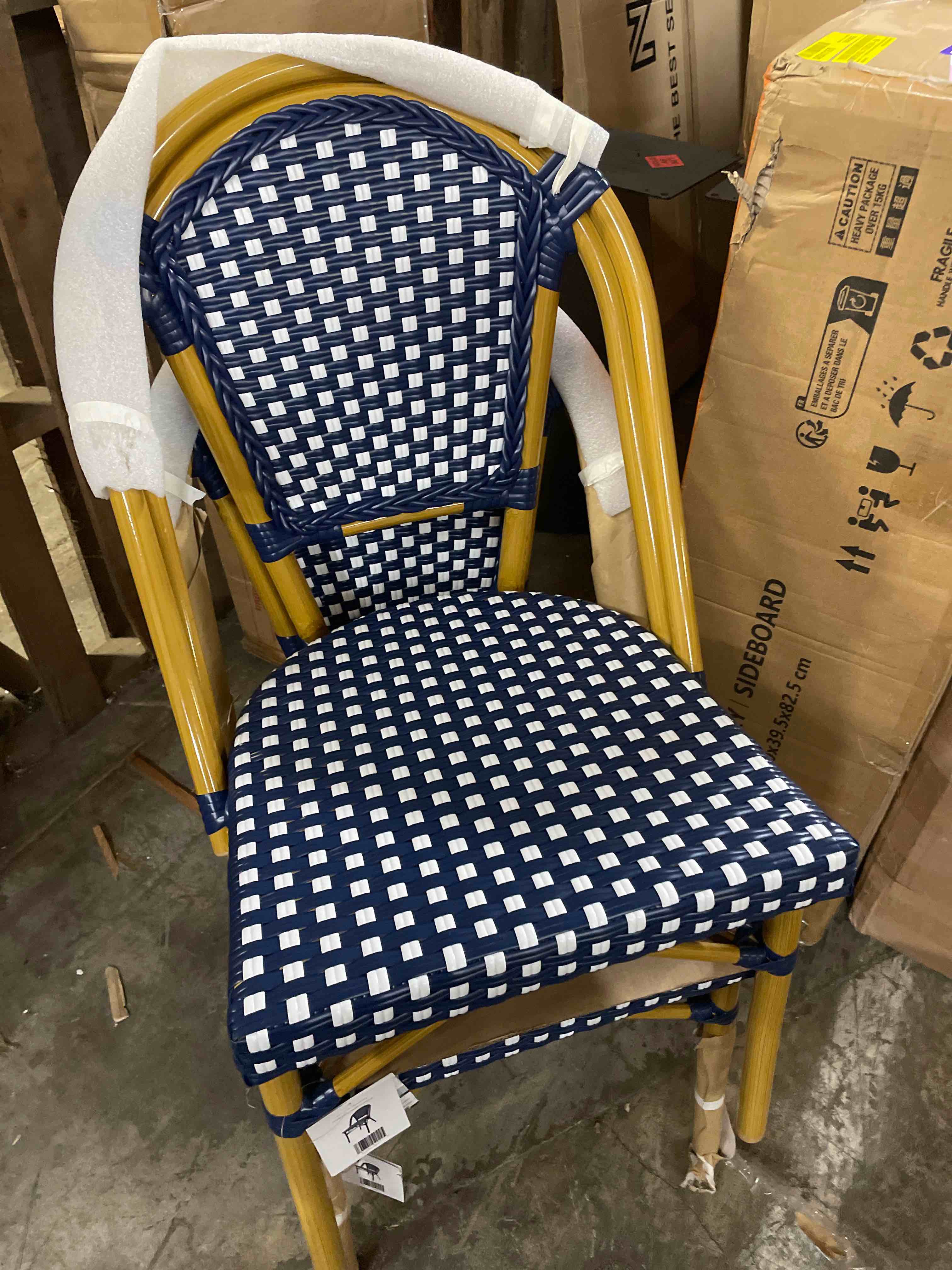 Condition photo showing New/Like New for balkene home arles french bistro wicker colorful seating inspired classic french lightweight yet durable chairs arles woven all weather wicker faux bamboo style aluminum frame - set of 2